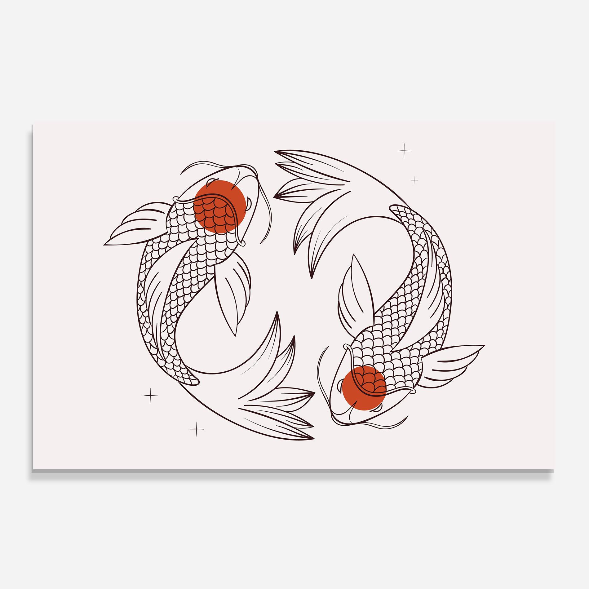 Panou Sticla Bucatarie Koi Yinyang Art mockup 0
