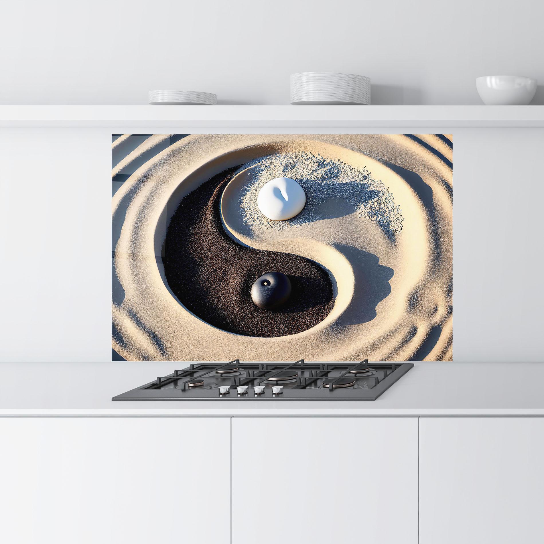 Panou Sticla Bucatarie Black Sand Yinyang mockup 9