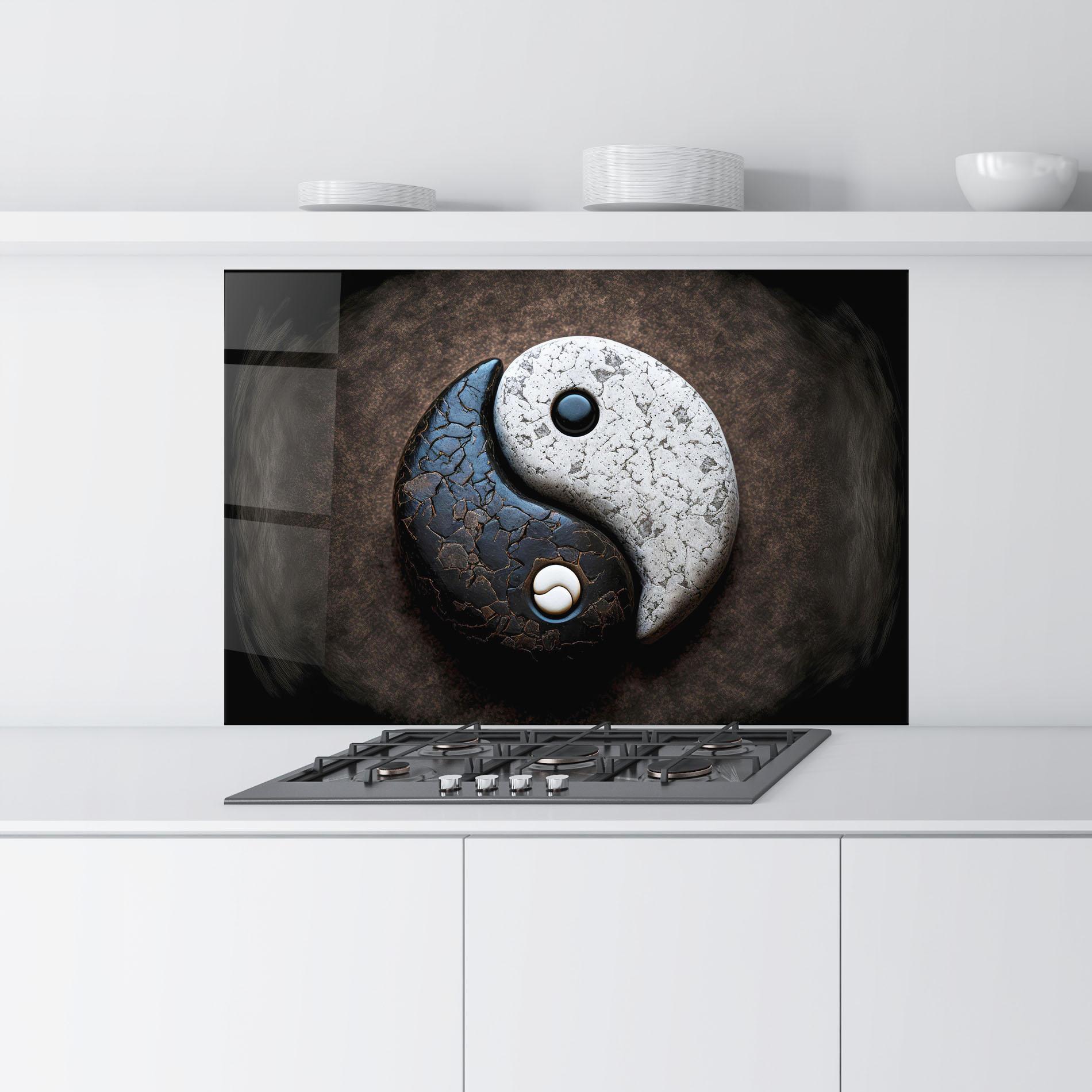 Panou Sticla Bucatarie Black Stone Yinyang mockup 9