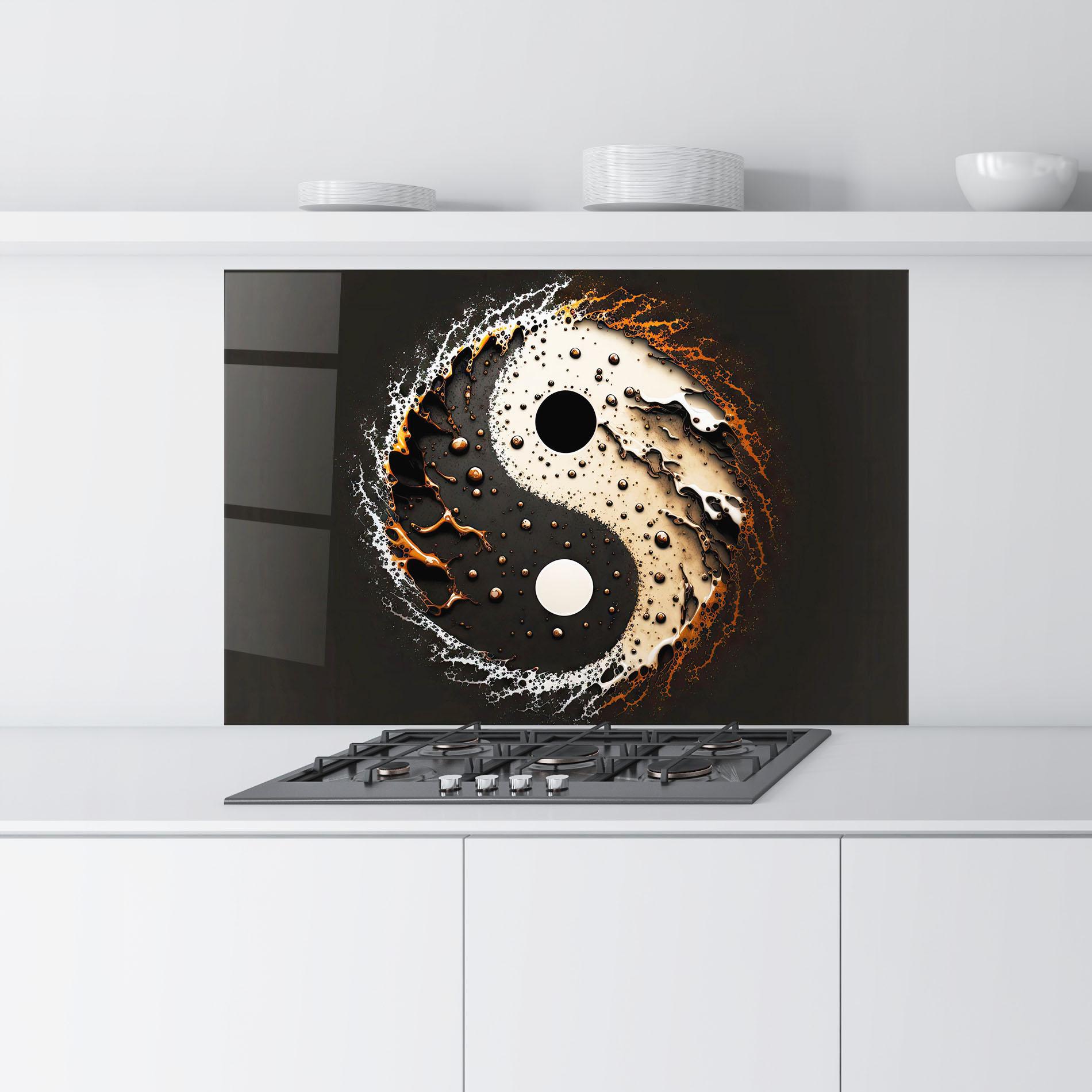 Panou Sticla Bucatarie Brown Liquid Yinyang mockup 9