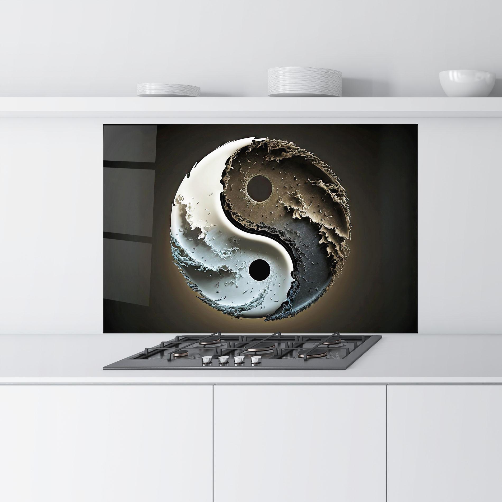 Panou Sticla Bucatarie Brown Smoke Yinyang mockup 9