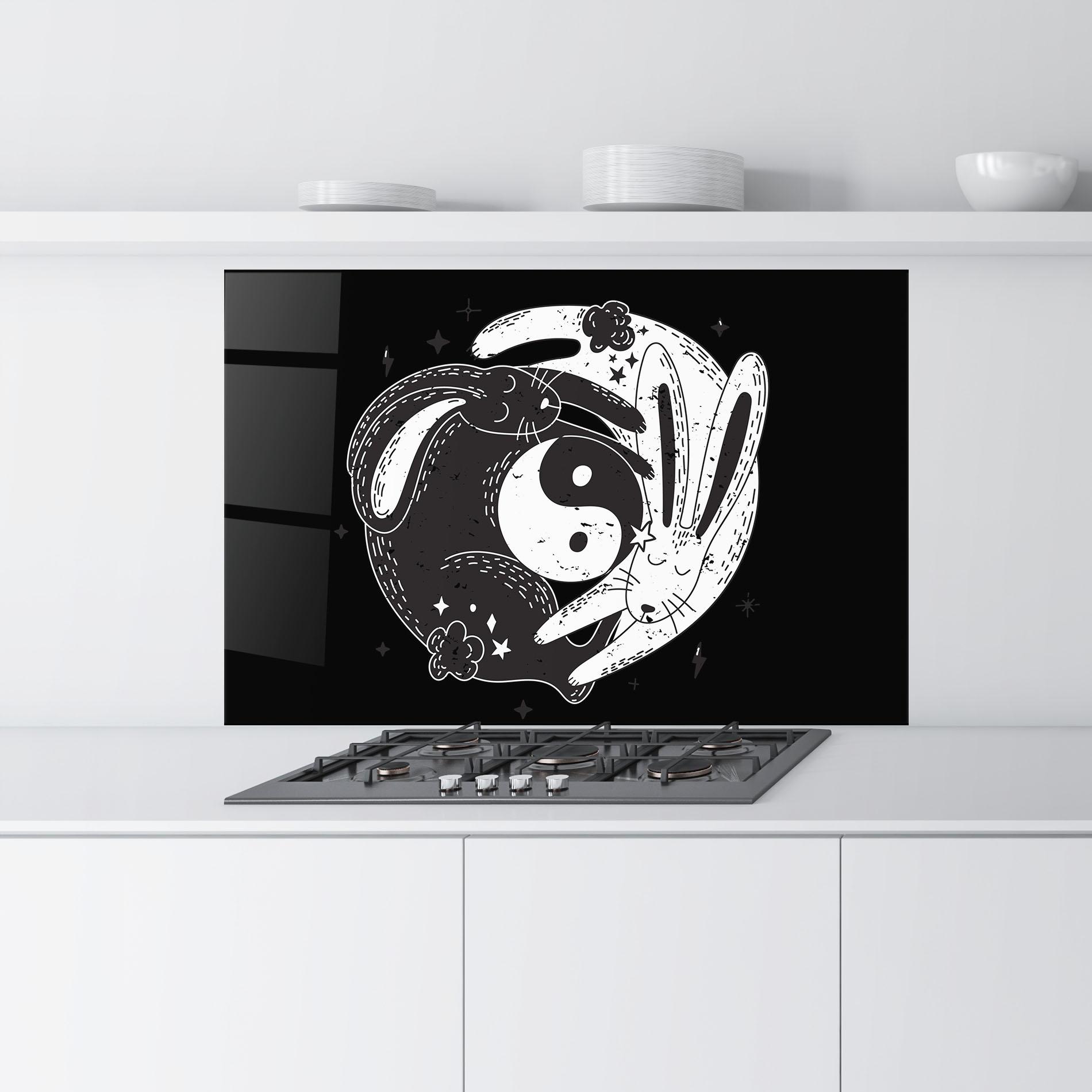 Panou Sticla Bucatarie Bunny Yinyang mockup 9