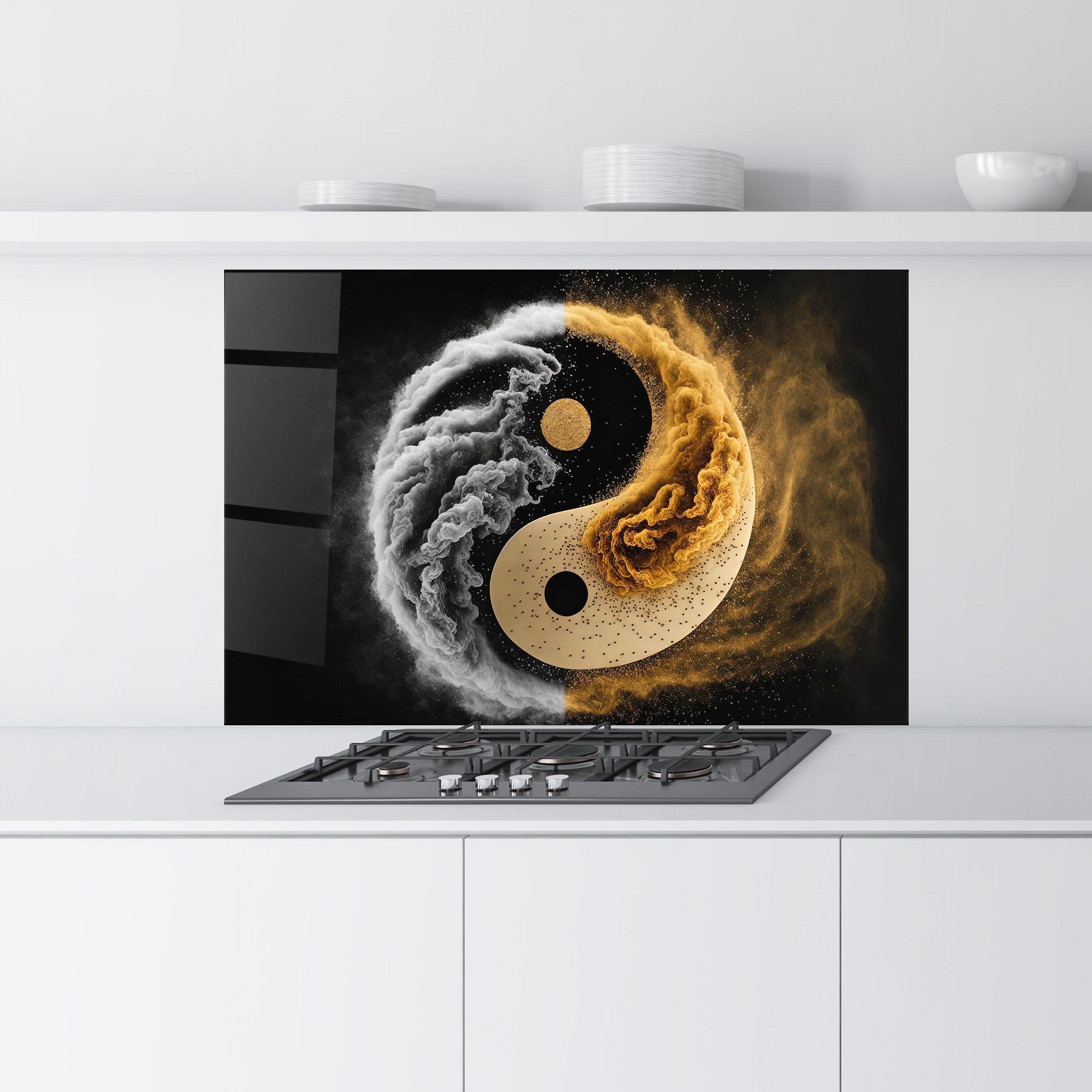 Panou Sticla Bucatarie Cream Smoke Yinyang mockup 9