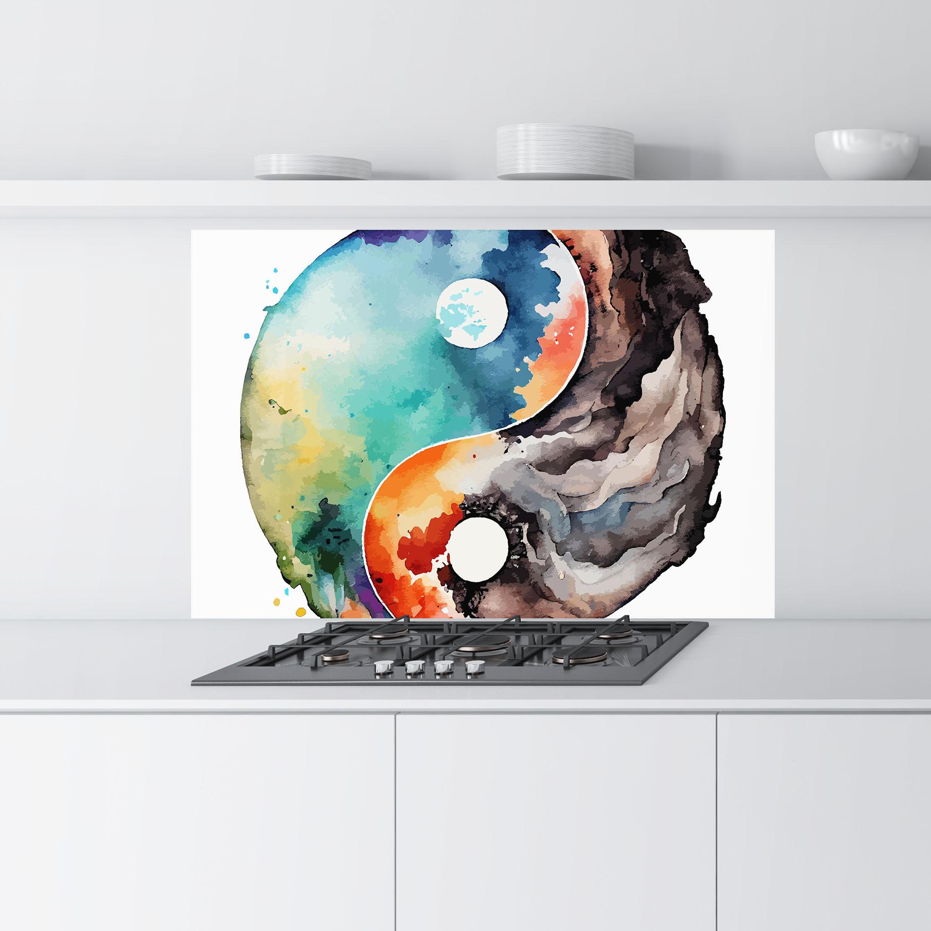 Panou Sticla Bucatarie Earth Yinyang Art mockup 9