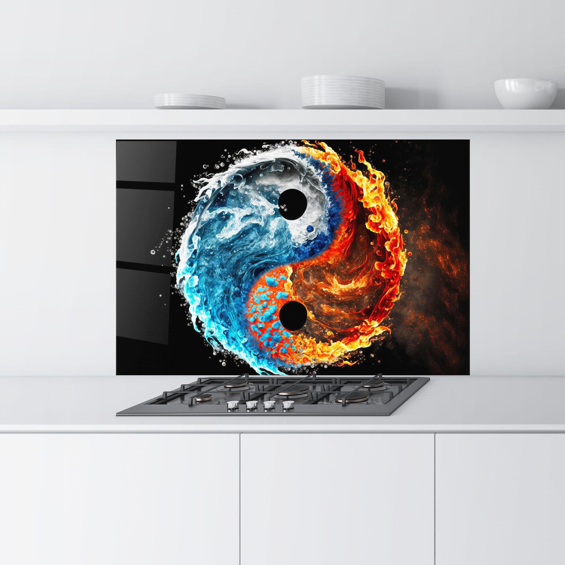 Panou Sticla Bucatarie Fire Water Yin Yang mockup 9