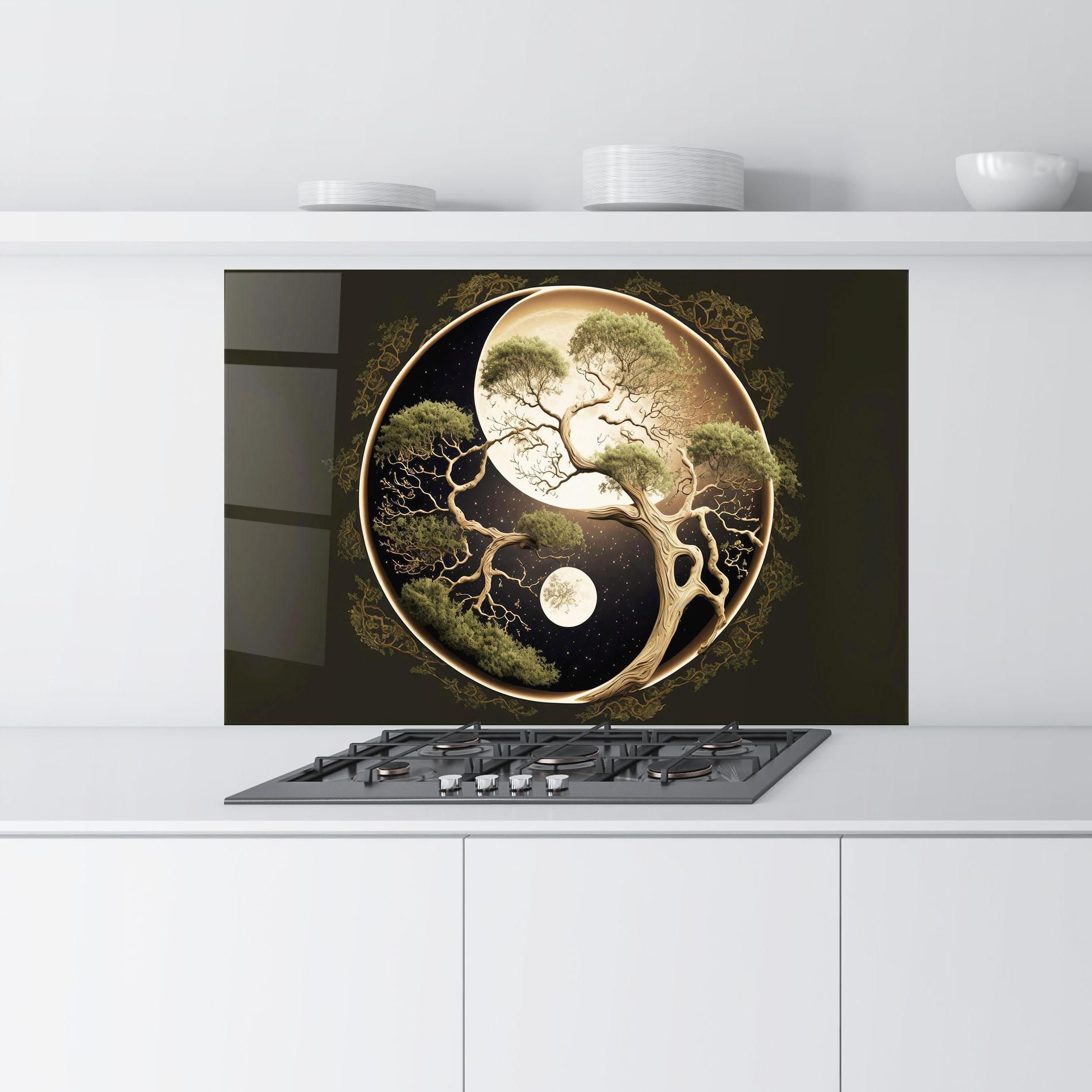 Panou Sticla Bucatarie Green Tree Yinyang mockup 9