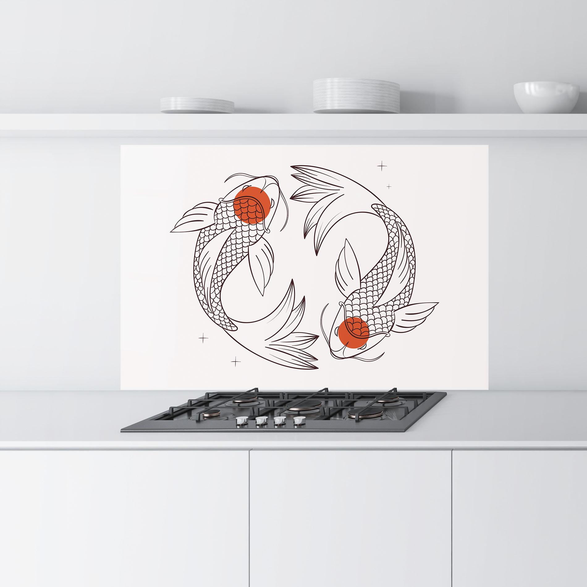 Panou Sticla Bucatarie Koi Yinyang Art mockup 9