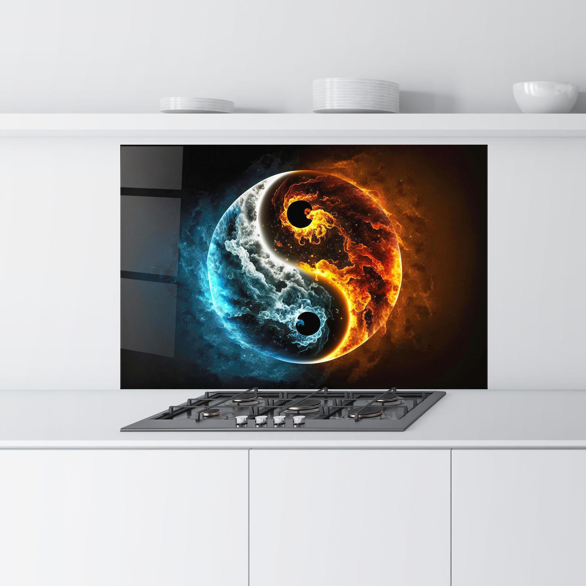 Panou Sticla Bucatarie Red Blue Yin Yang mockup 9