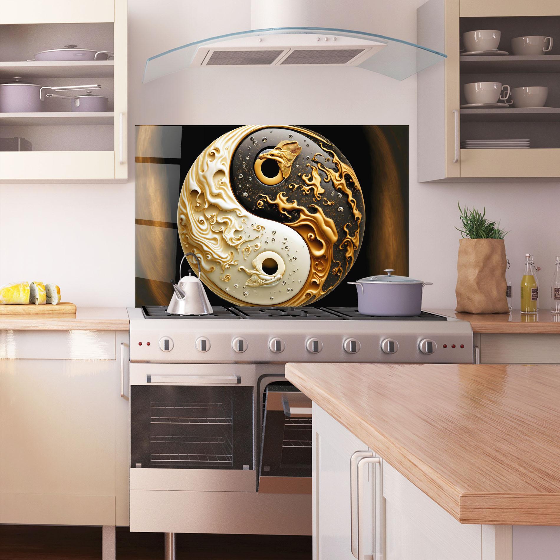 Panou Sticla Bucatarie Caramel Yinyang mockup 1