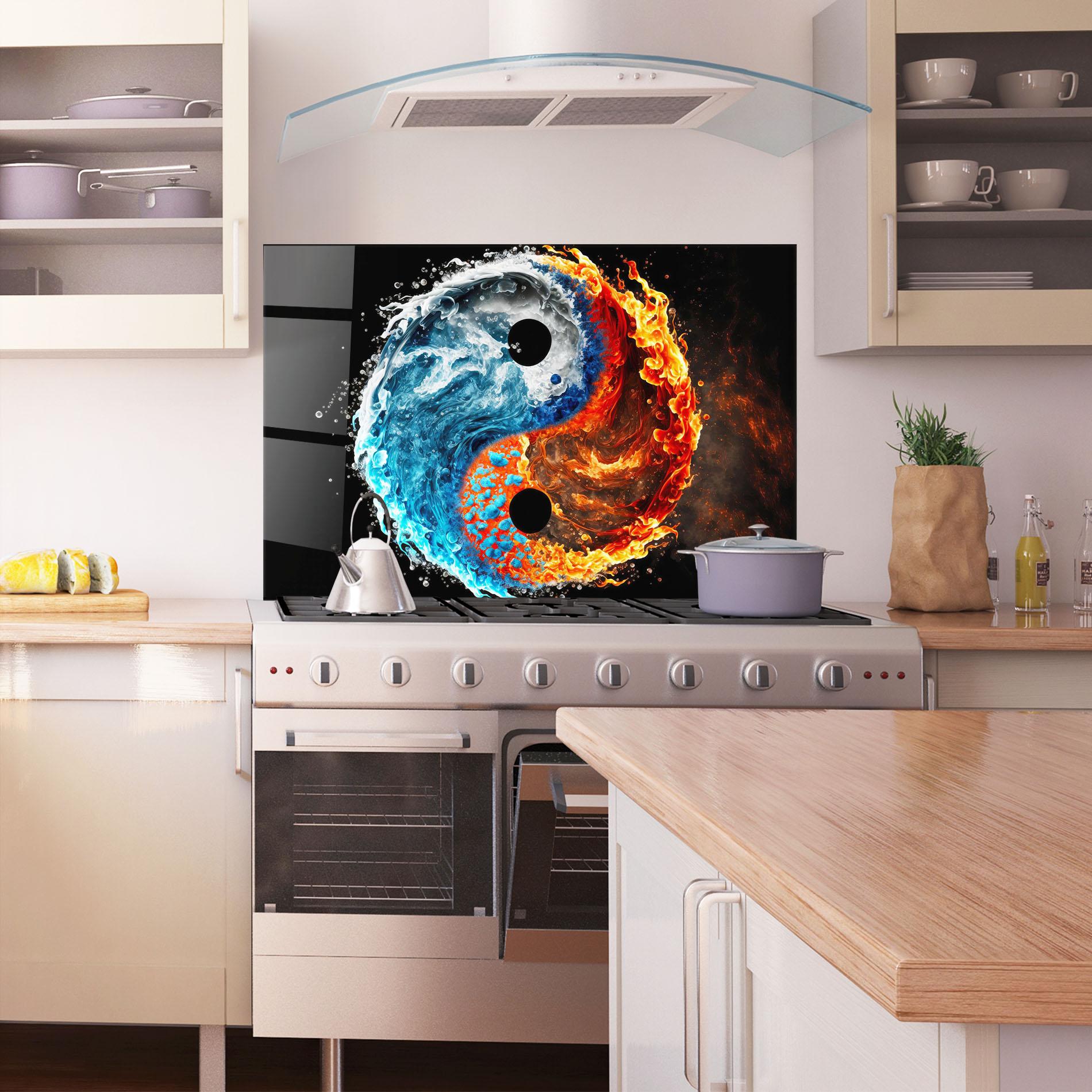 Panou Sticla Bucatarie Fire Water Yin Yang mockup 1