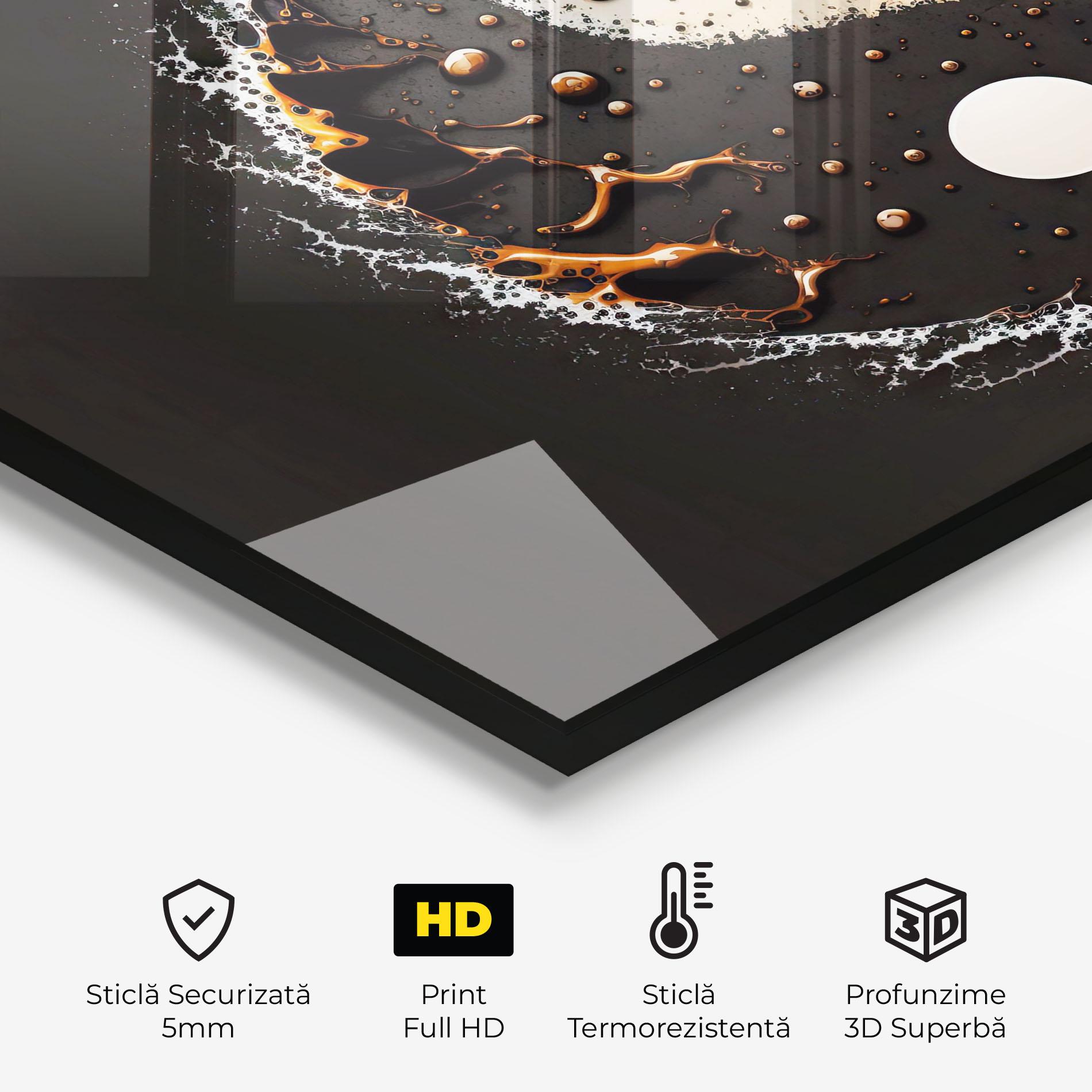 Panou Sticla Bucatarie Brown Liquid Yinyang mockup 2