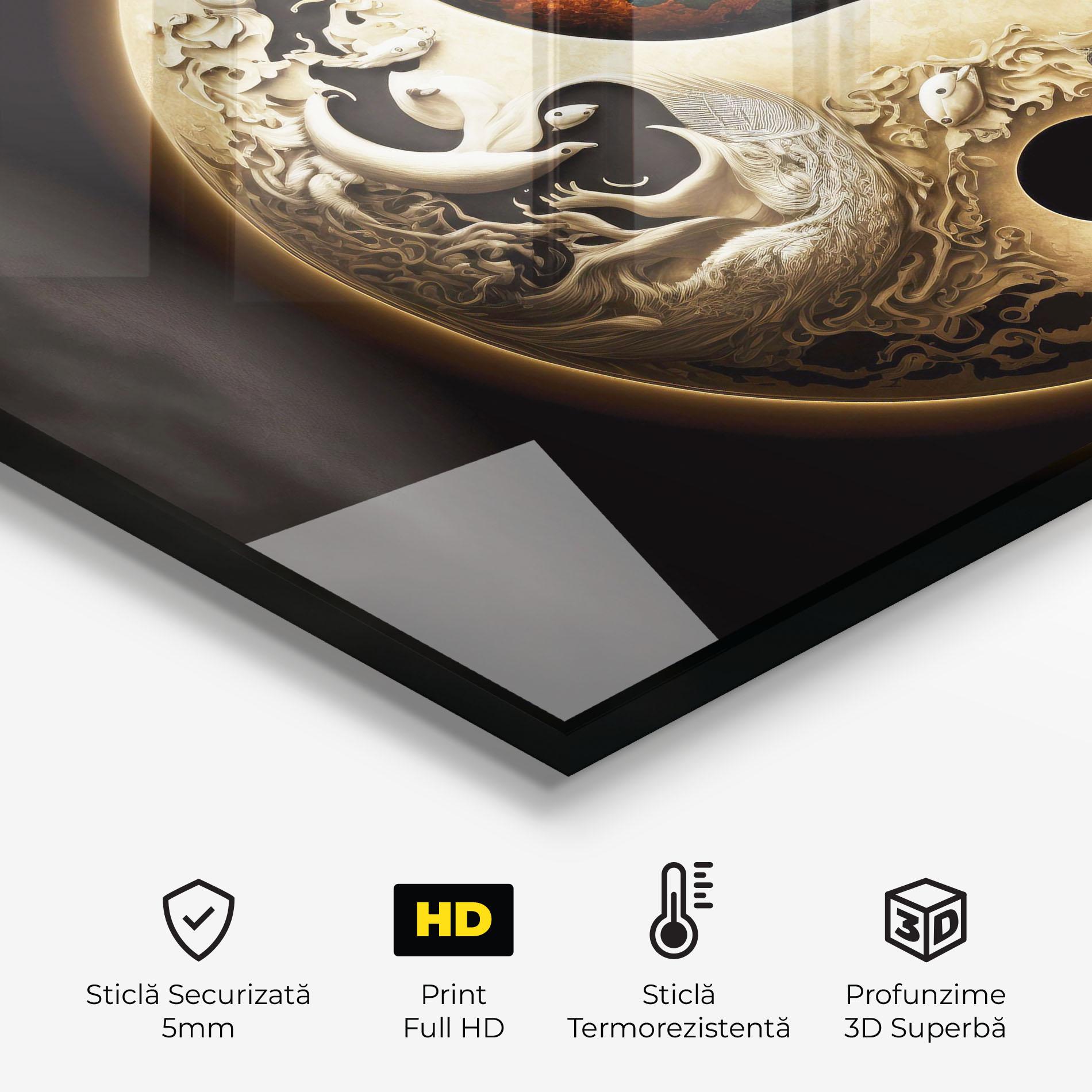 Panou Sticla Bucatarie Cream Blue Yinyang mockup 2