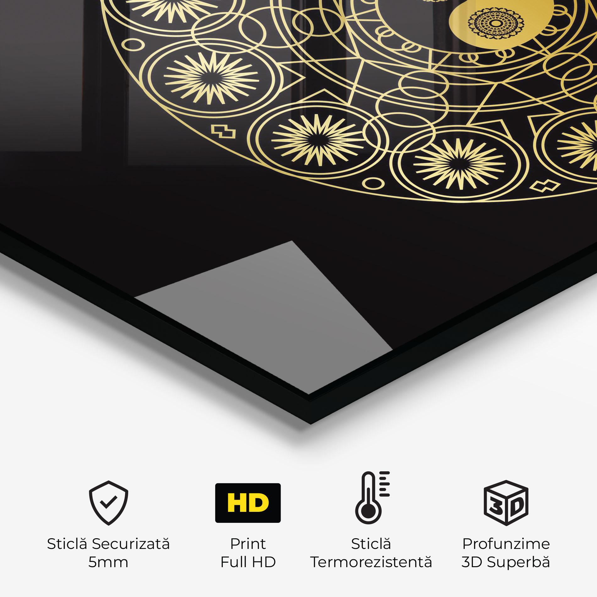 Panou Sticla Bucatarie Gold Meditation Mandala mockup 2