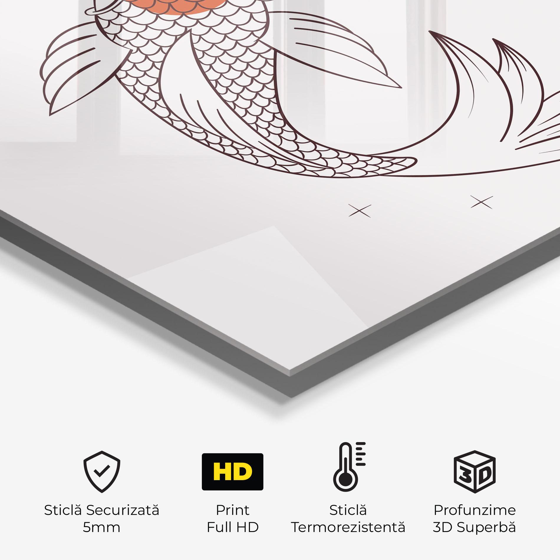 Panou Sticla Bucatarie Koi Yinyang Art mockup 2