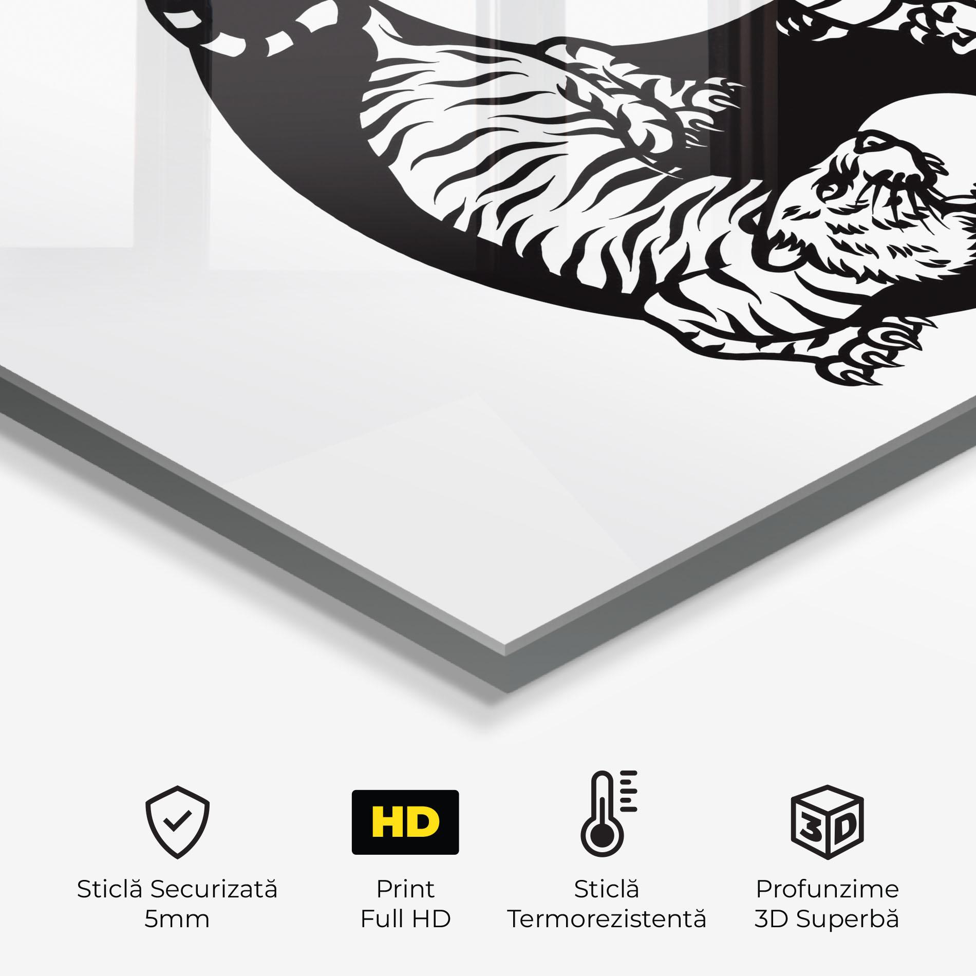 Panou Sticla Bucatarie Tiger Dragon Yinyang mockup 2