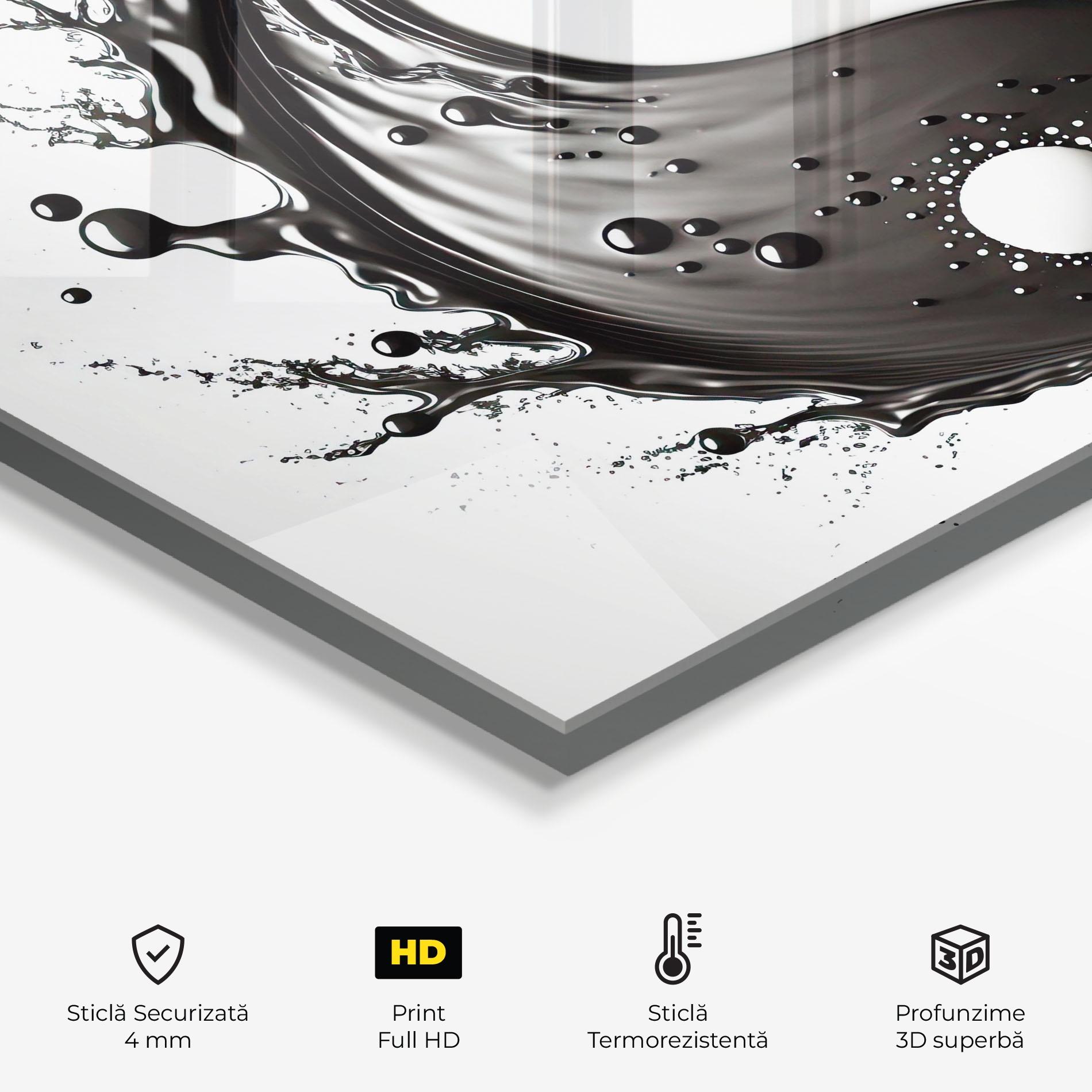 Panou Sticla Bucatarie Black Liquid Yinyang mockup 2