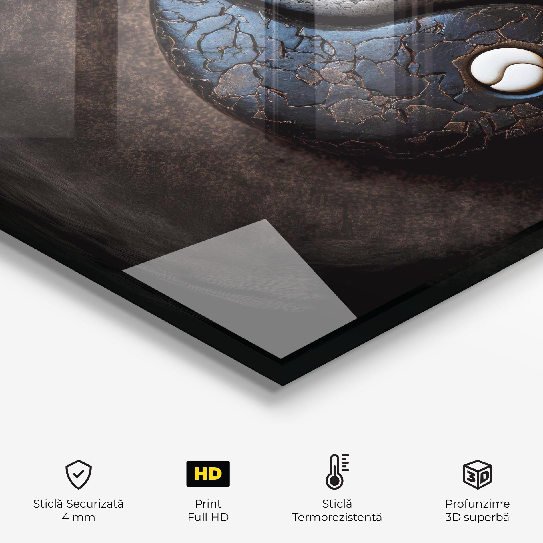 Panou Sticla Bucatarie Black Stone Yinyang mockup 2