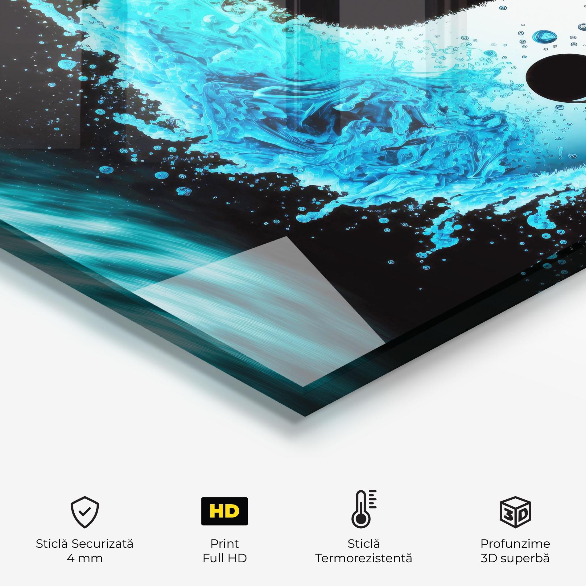 Panou Sticla Bucatarie Blue Black Yinyang mockup 2