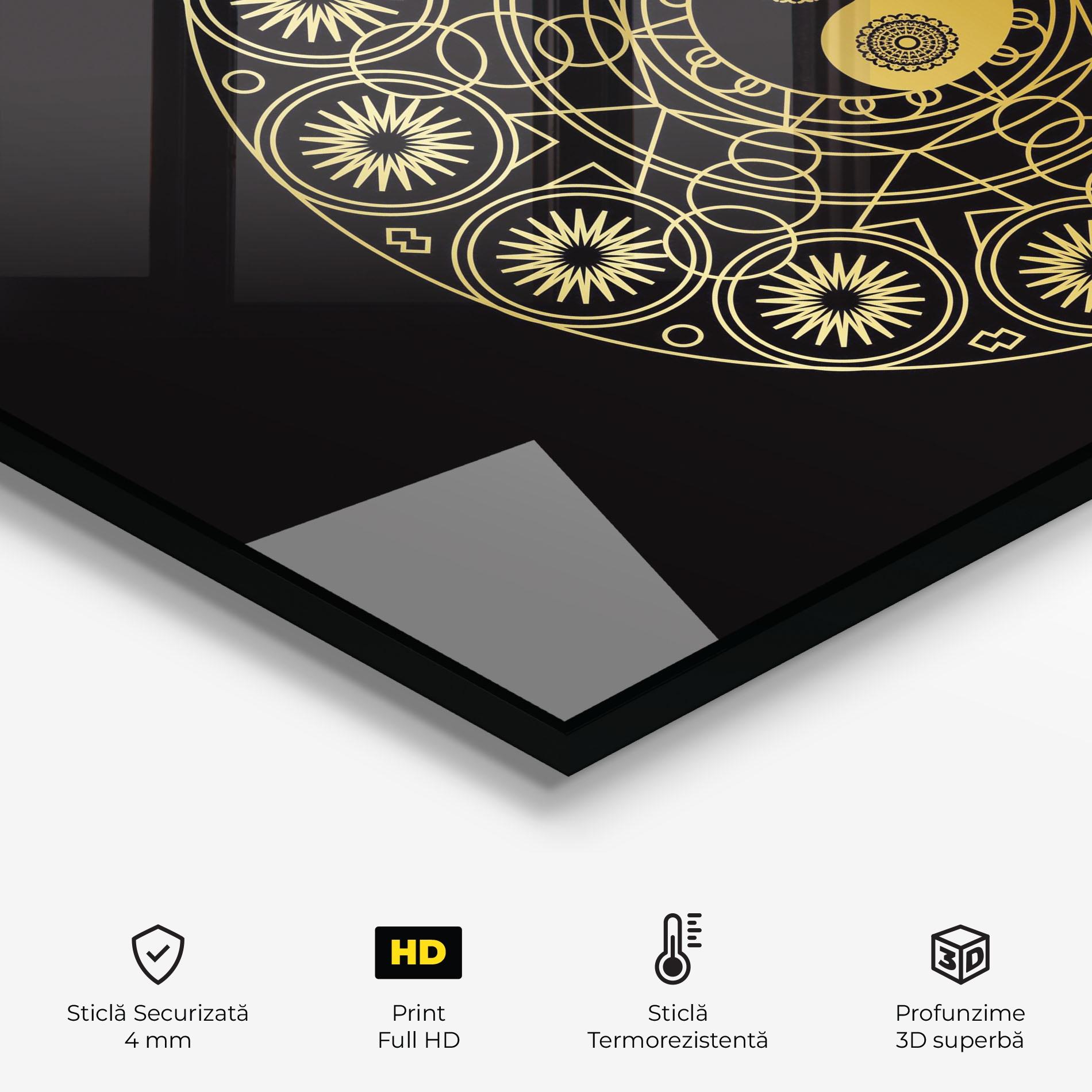 Panou Sticla Bucatarie Gold Meditation Mandala mockup 2