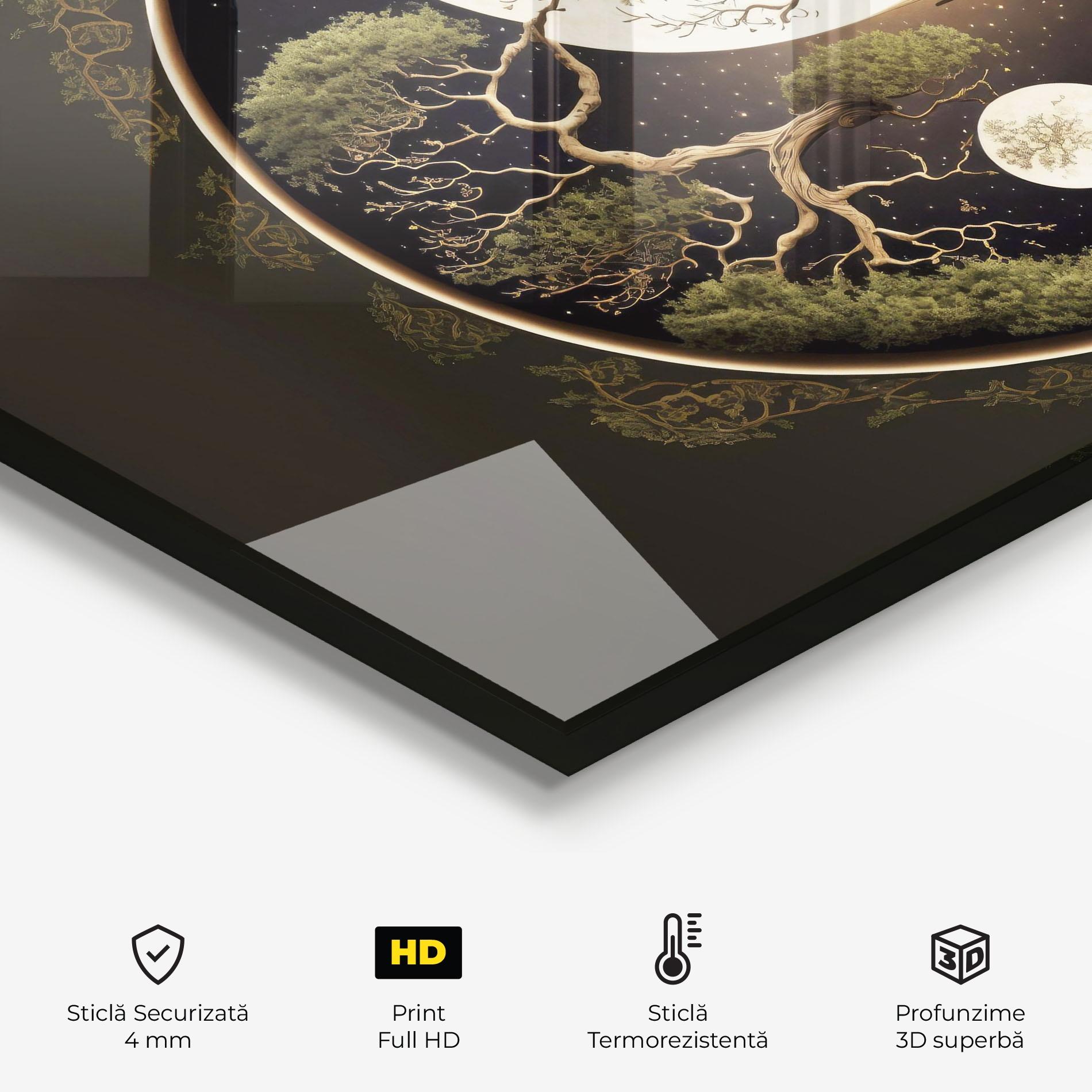 Panou Sticla Bucatarie Green Tree Yinyang mockup 2