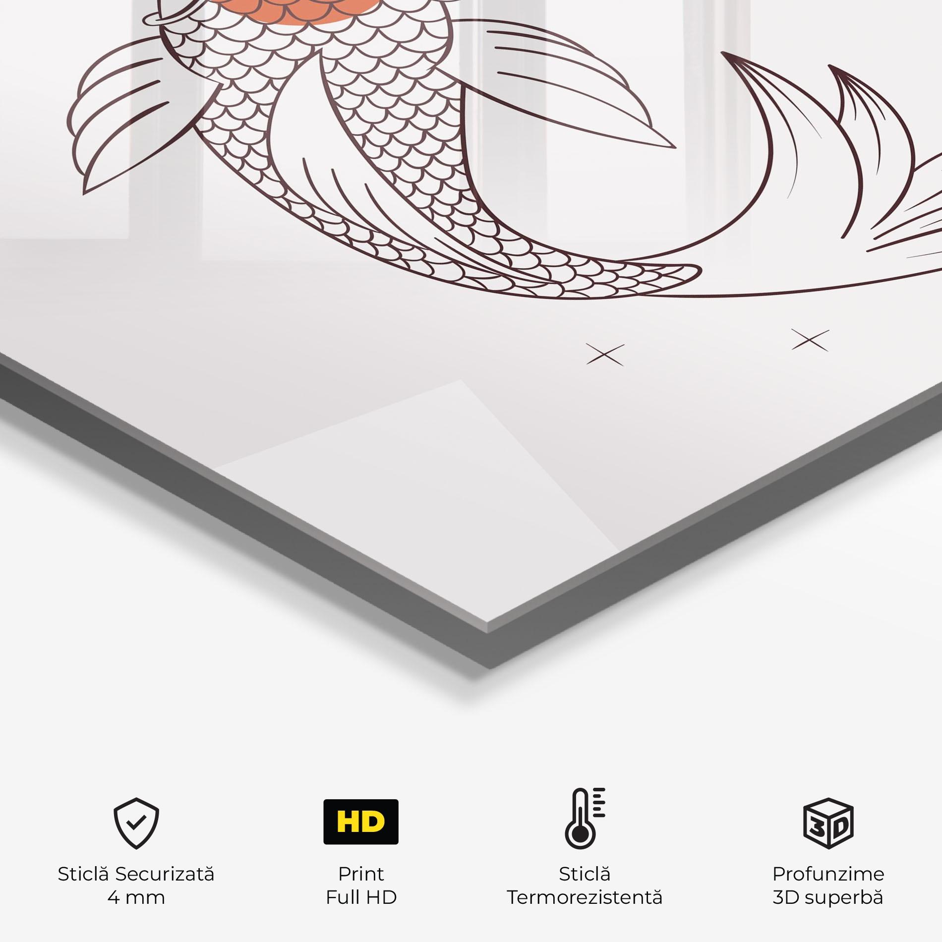 Panou Sticla Bucatarie Koi Yinyang Art mockup 2
