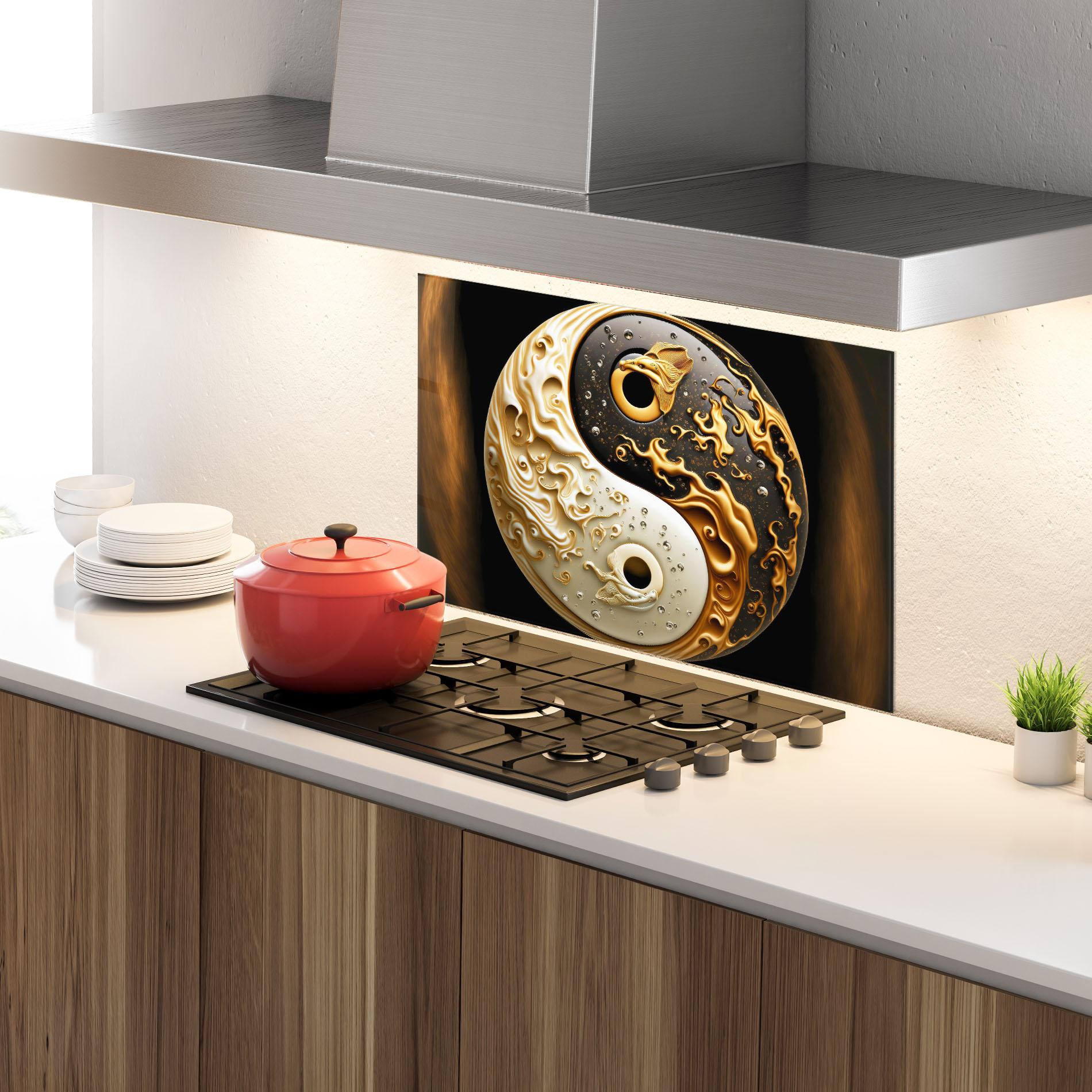 Panou Sticla Bucatarie Caramel Yinyang mockup 4