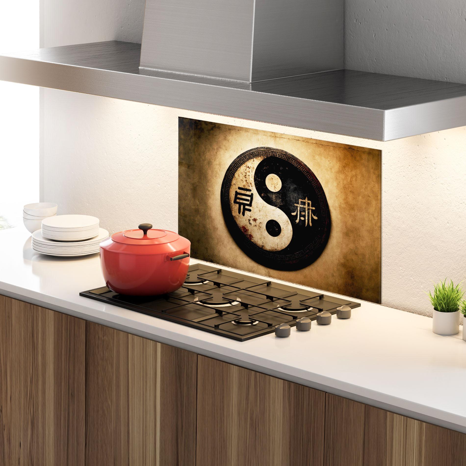 Panou Sticla Bucatarie Chinese Yinyang mockup 4