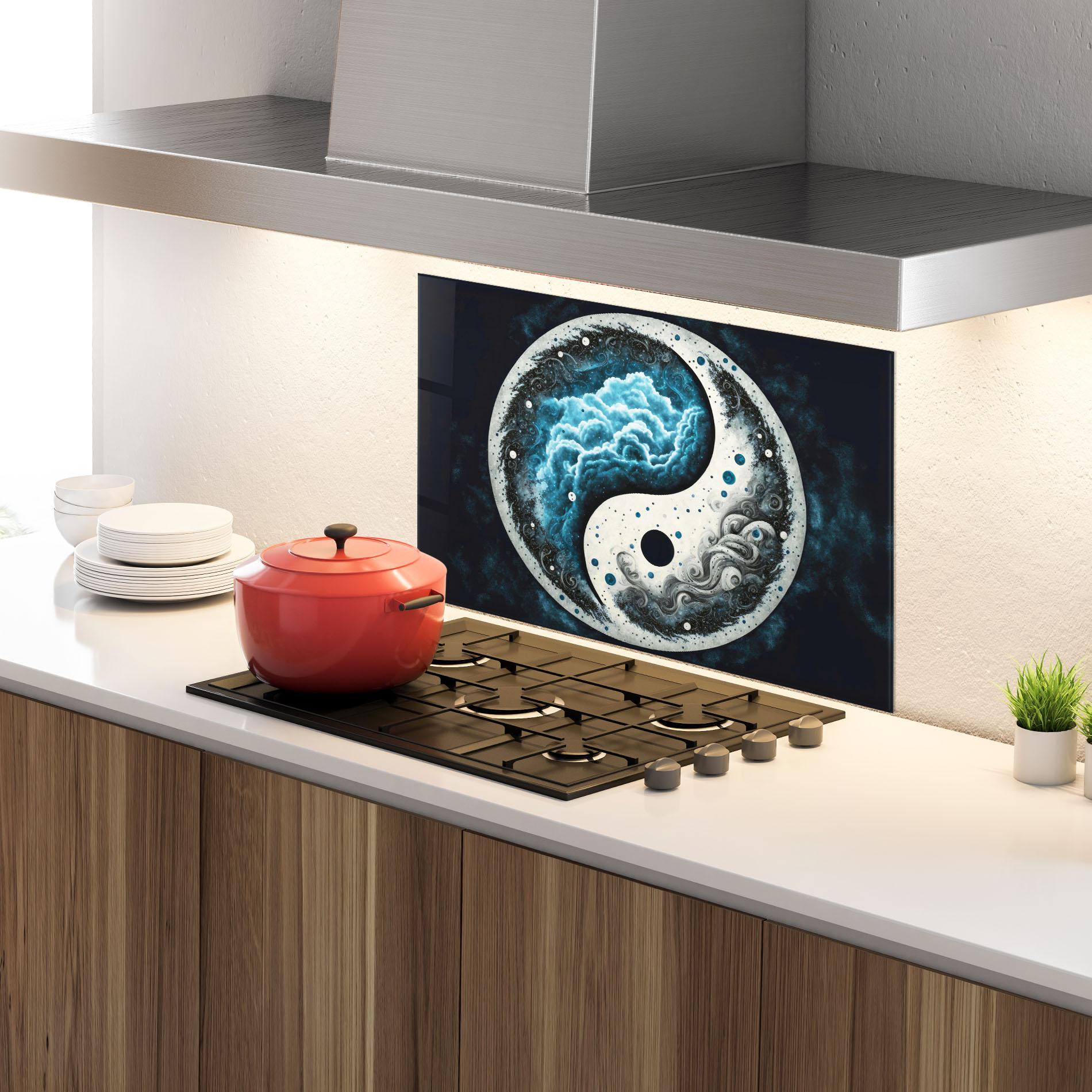 Panou Sticla Bucatarie Cloudy Yinyang mockup 4