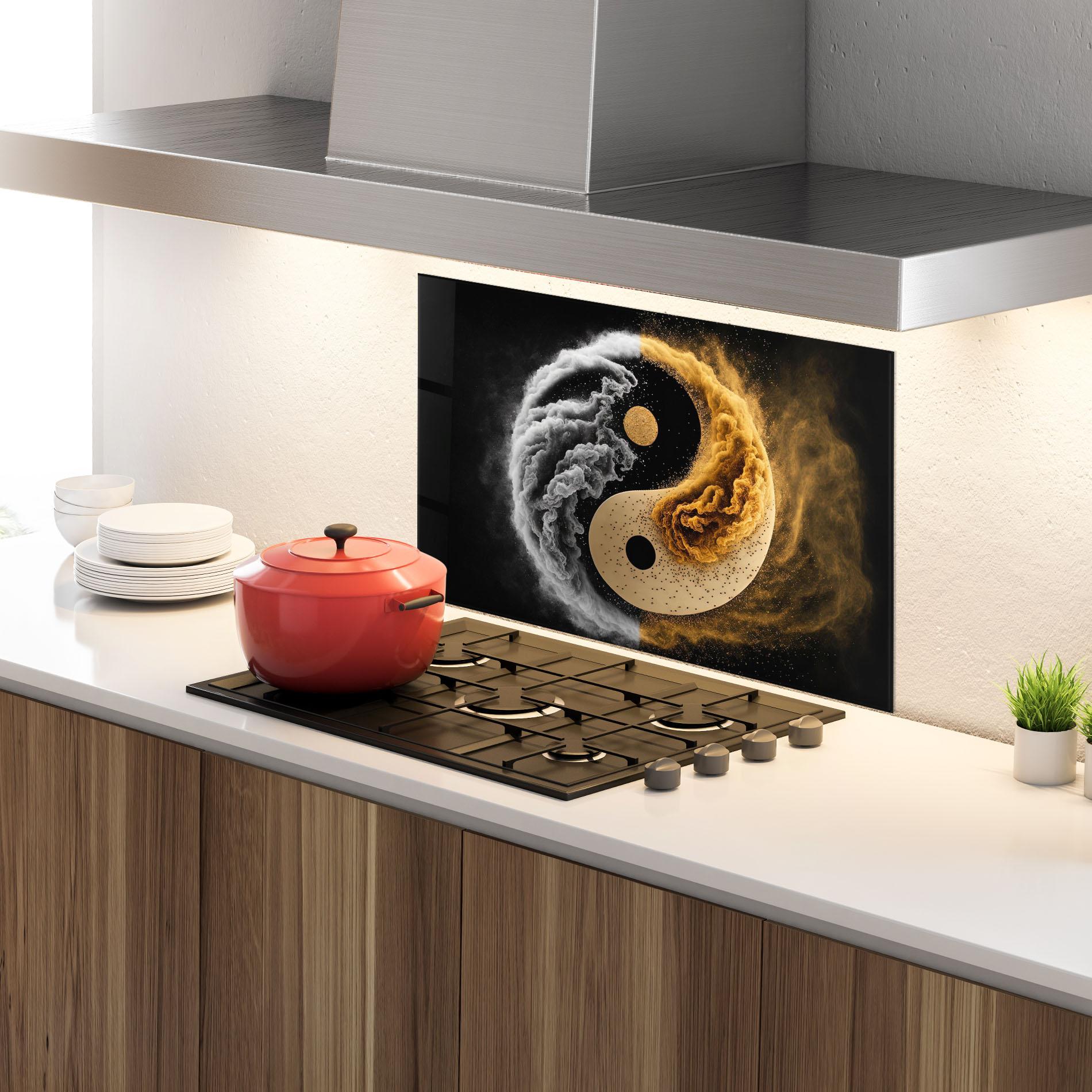 Panou Sticla Bucatarie Cream Smoke Yinyang mockup 4