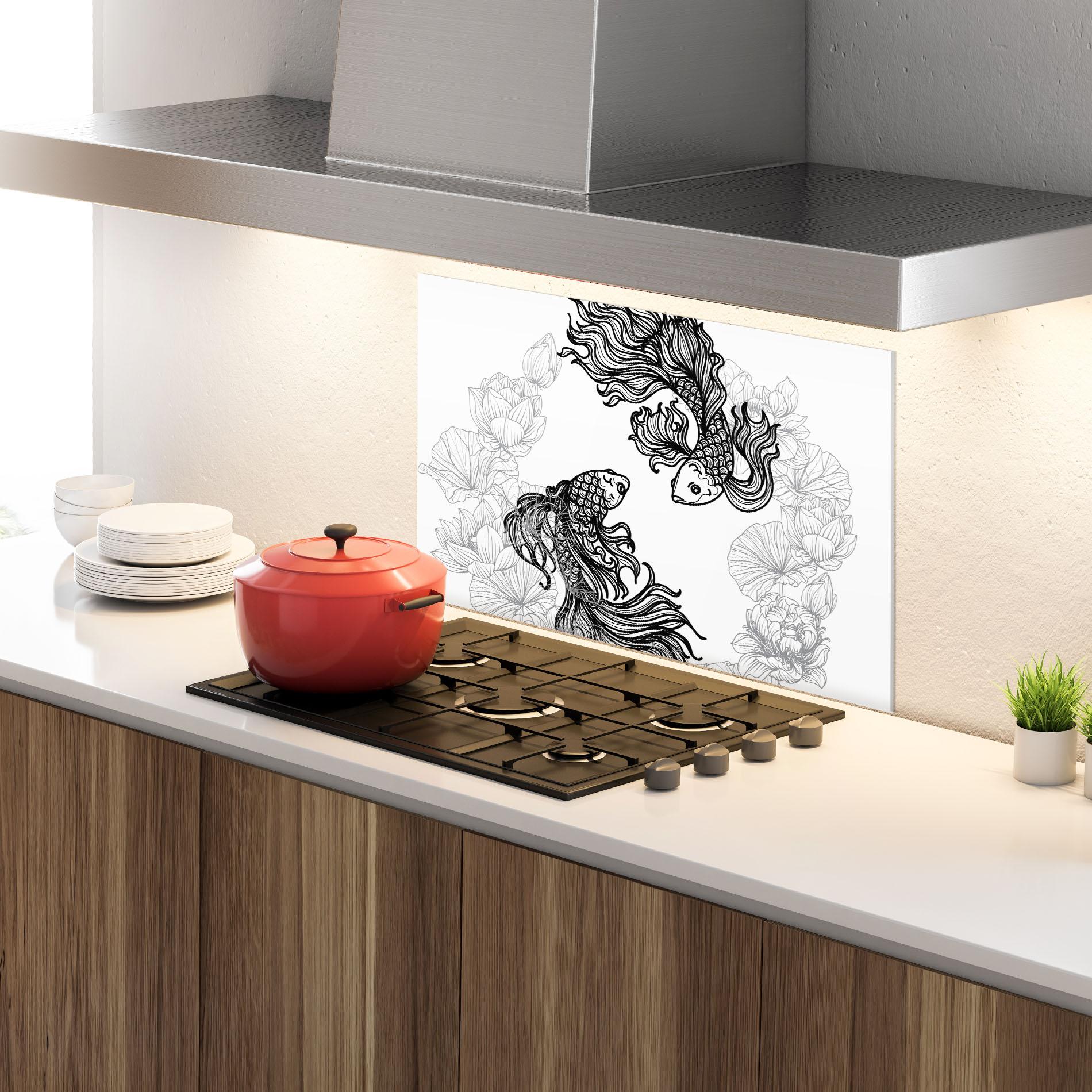 Panou Sticla Bucatarie Fish Yinyang mockup 4