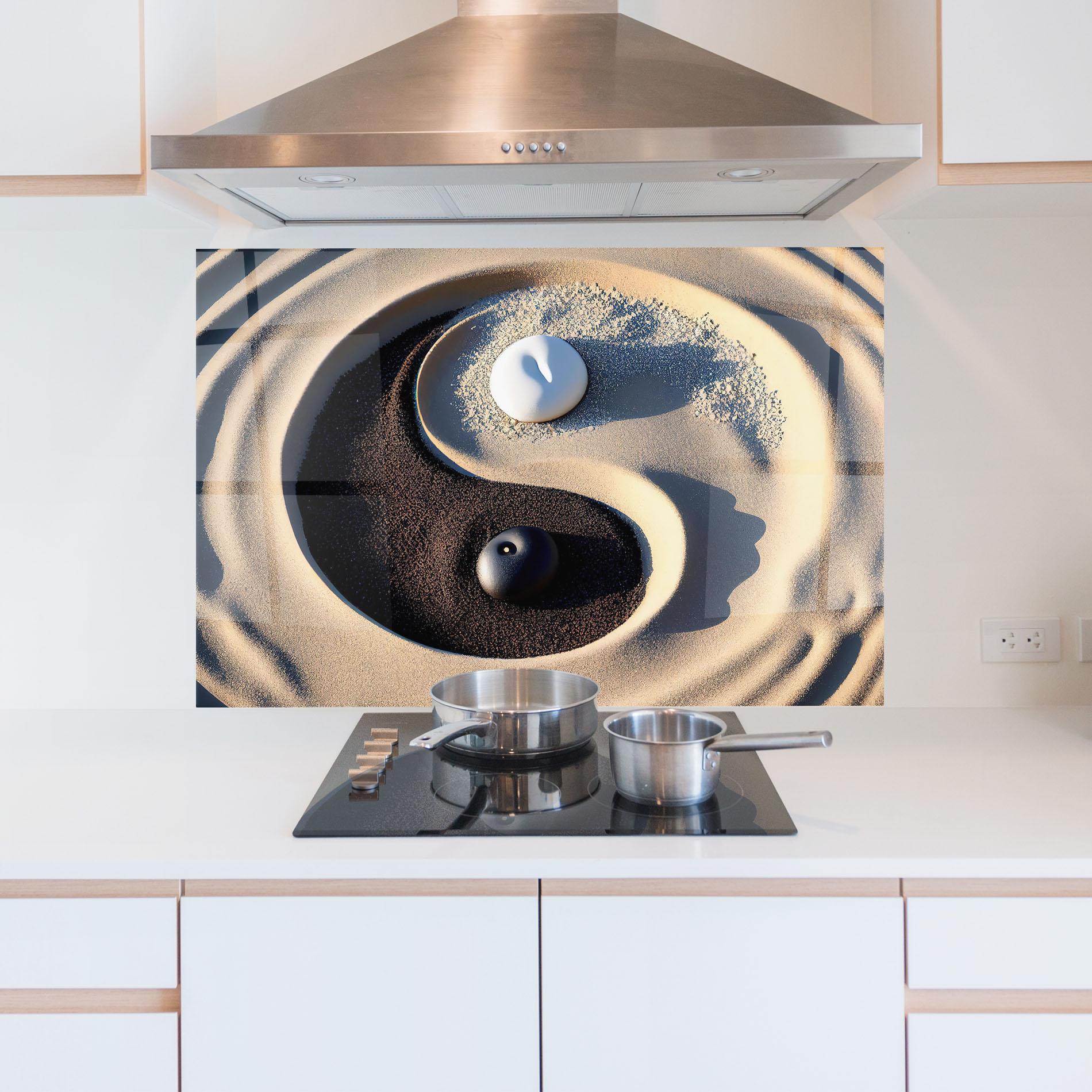 Panou Sticla Bucatarie Black Sand Yinyang mockup 5