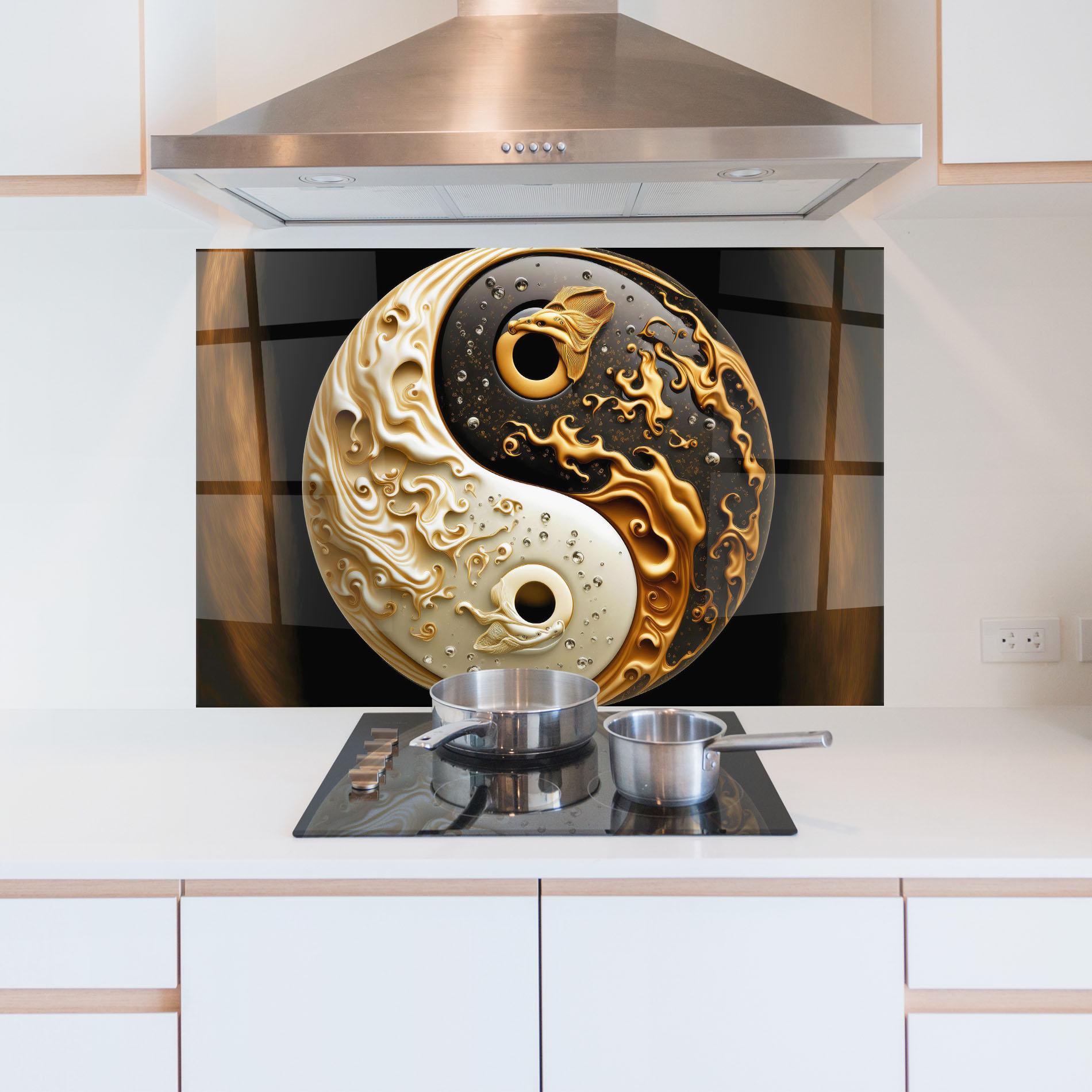 Panou Sticla Bucatarie Caramel Yinyang mockup 5