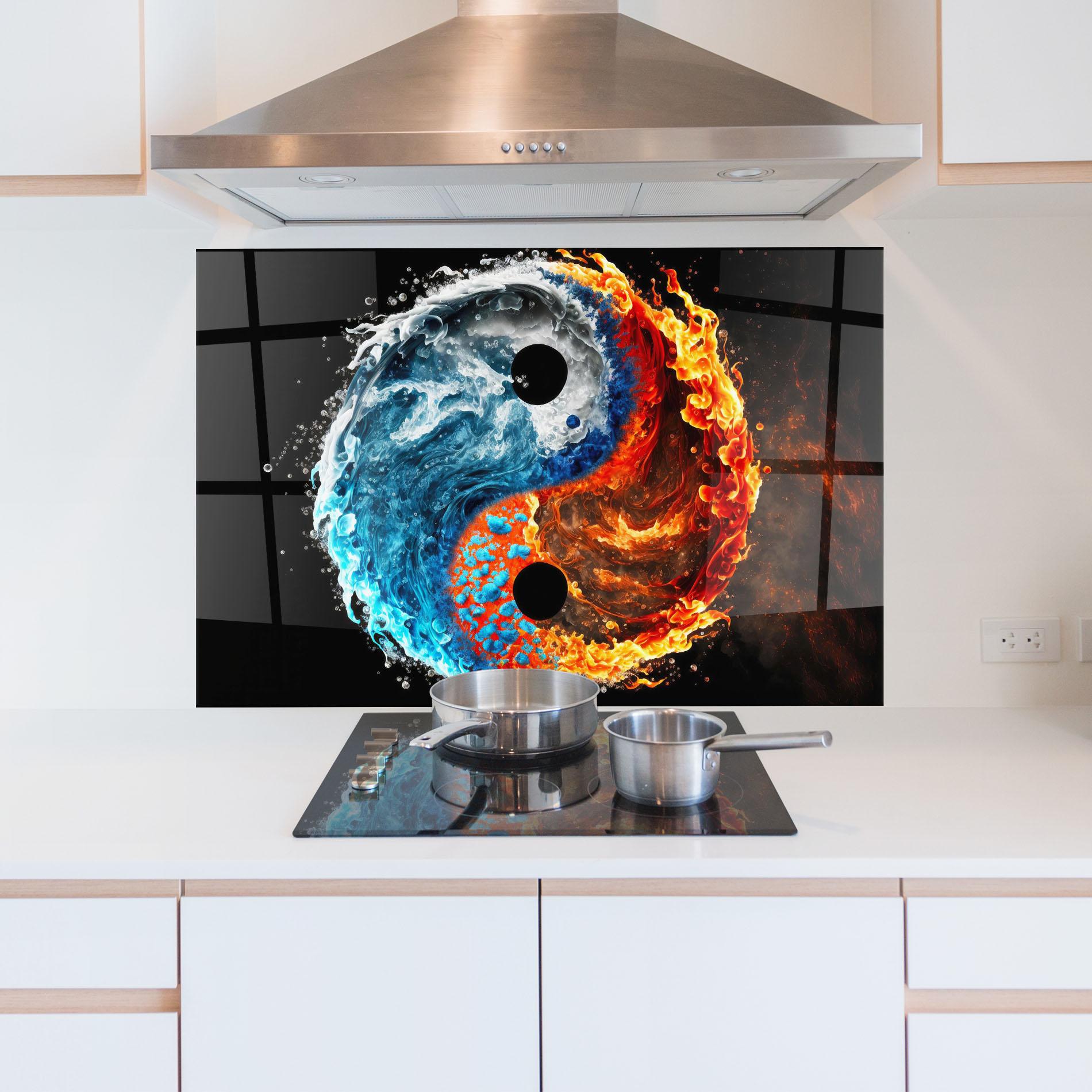 Panou Sticla Bucatarie Fire Water Yin Yang mockup 5