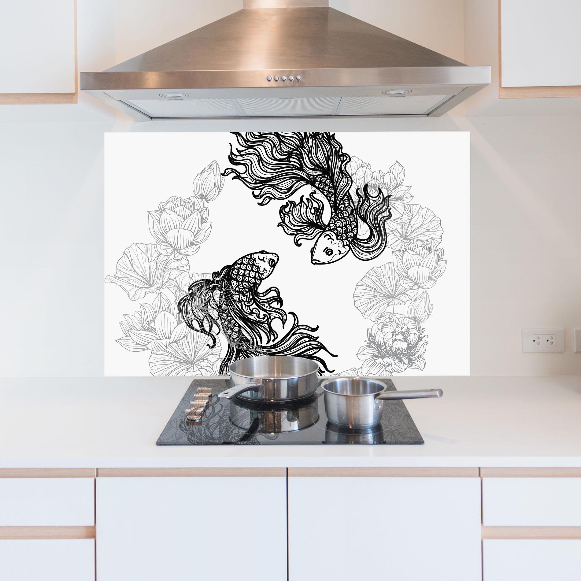 Panou Sticla Bucatarie Fish Yinyang mockup 5