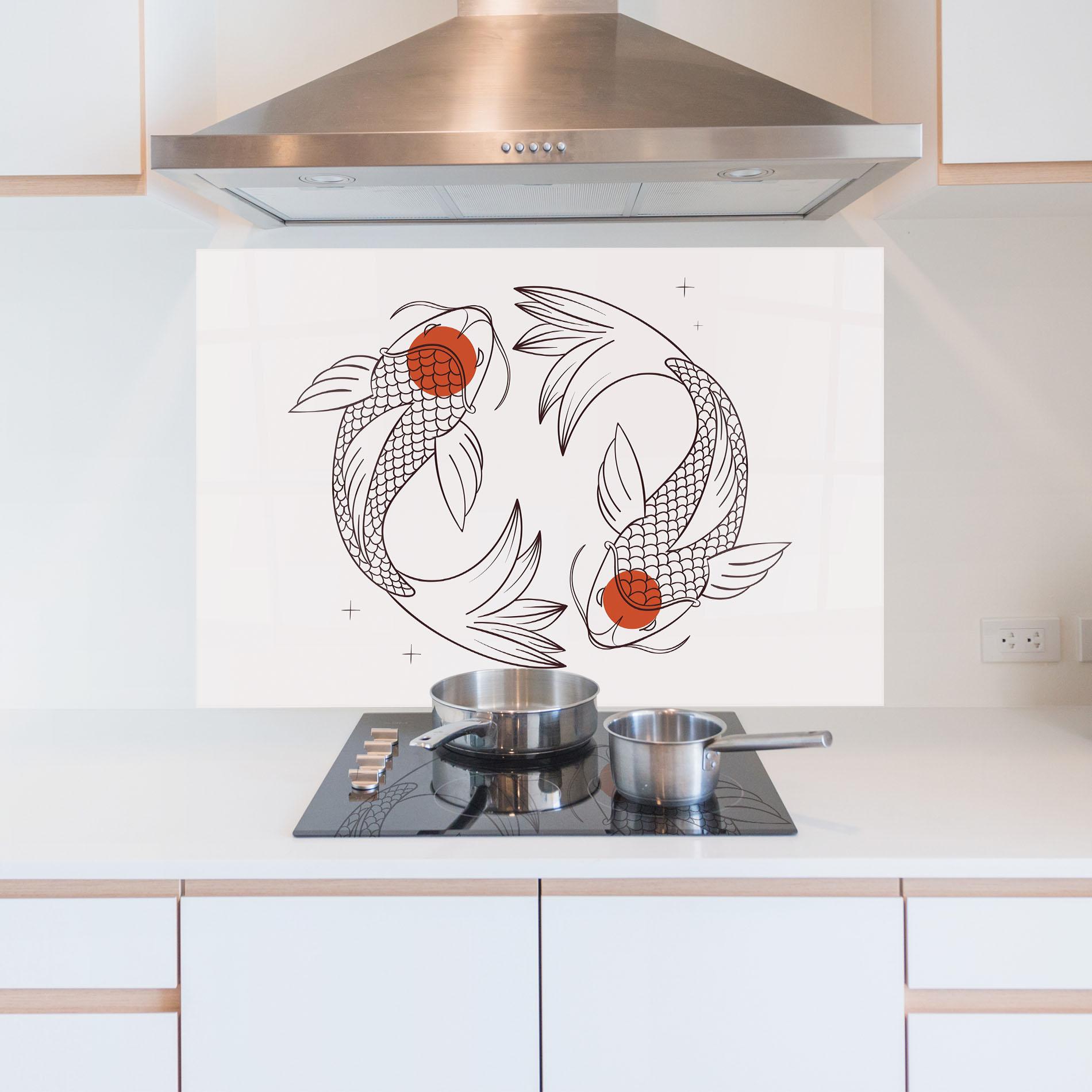 Panou Sticla Bucatarie Koi Yinyang Art mockup 5