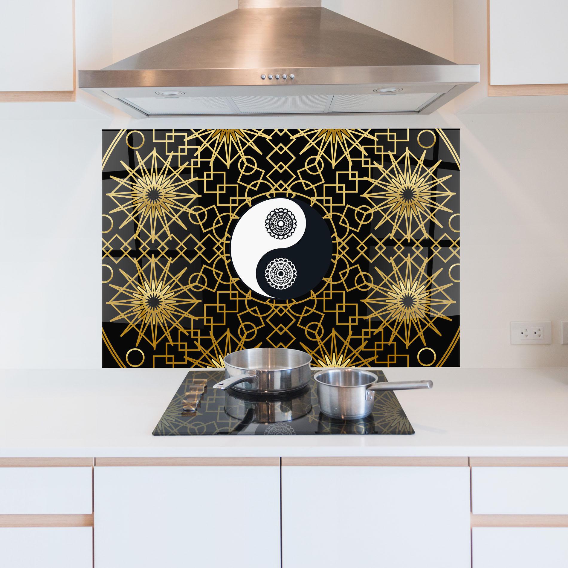 Panou Sticla Bucatarie Meditation Yin Yang mockup 5
