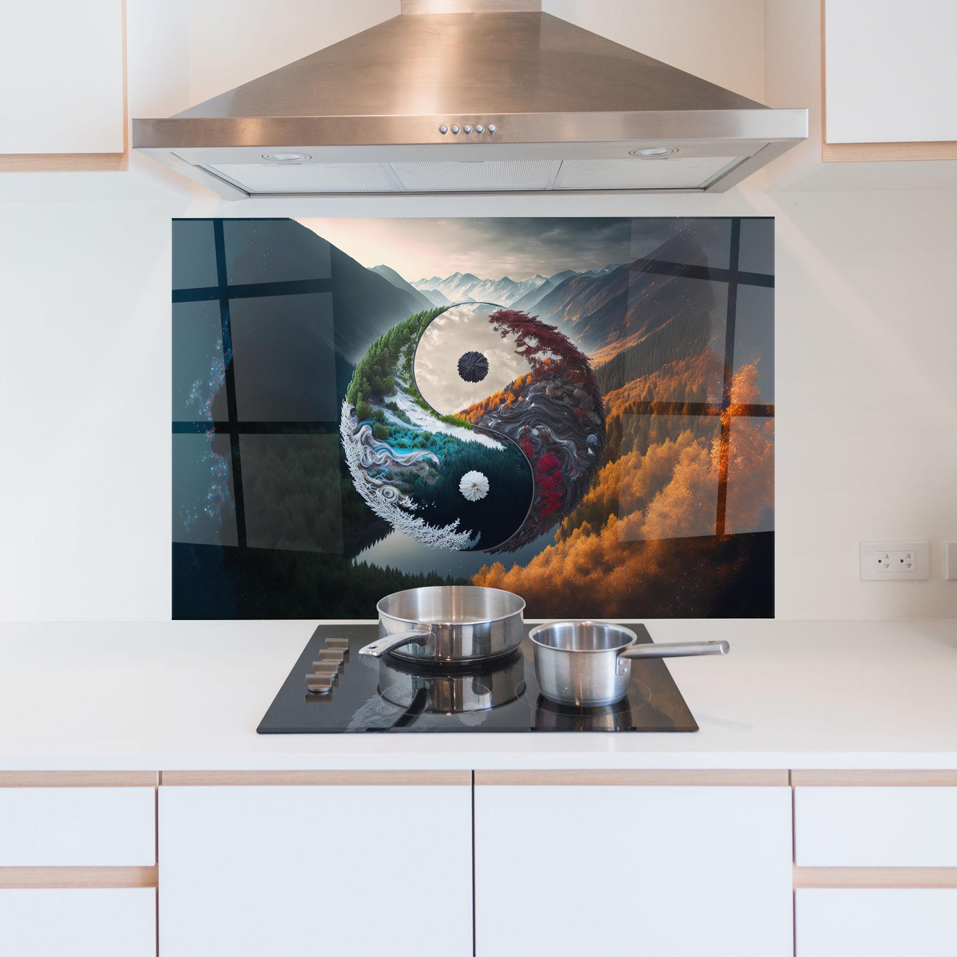 Panou Sticla Bucatarie Mountain Yinyang mockup 5
