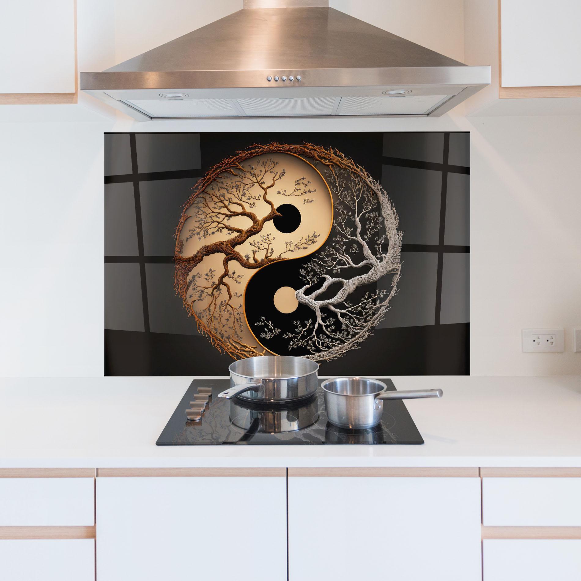Panou Sticla Bucatarie Old Tree Yinyang mockup 5