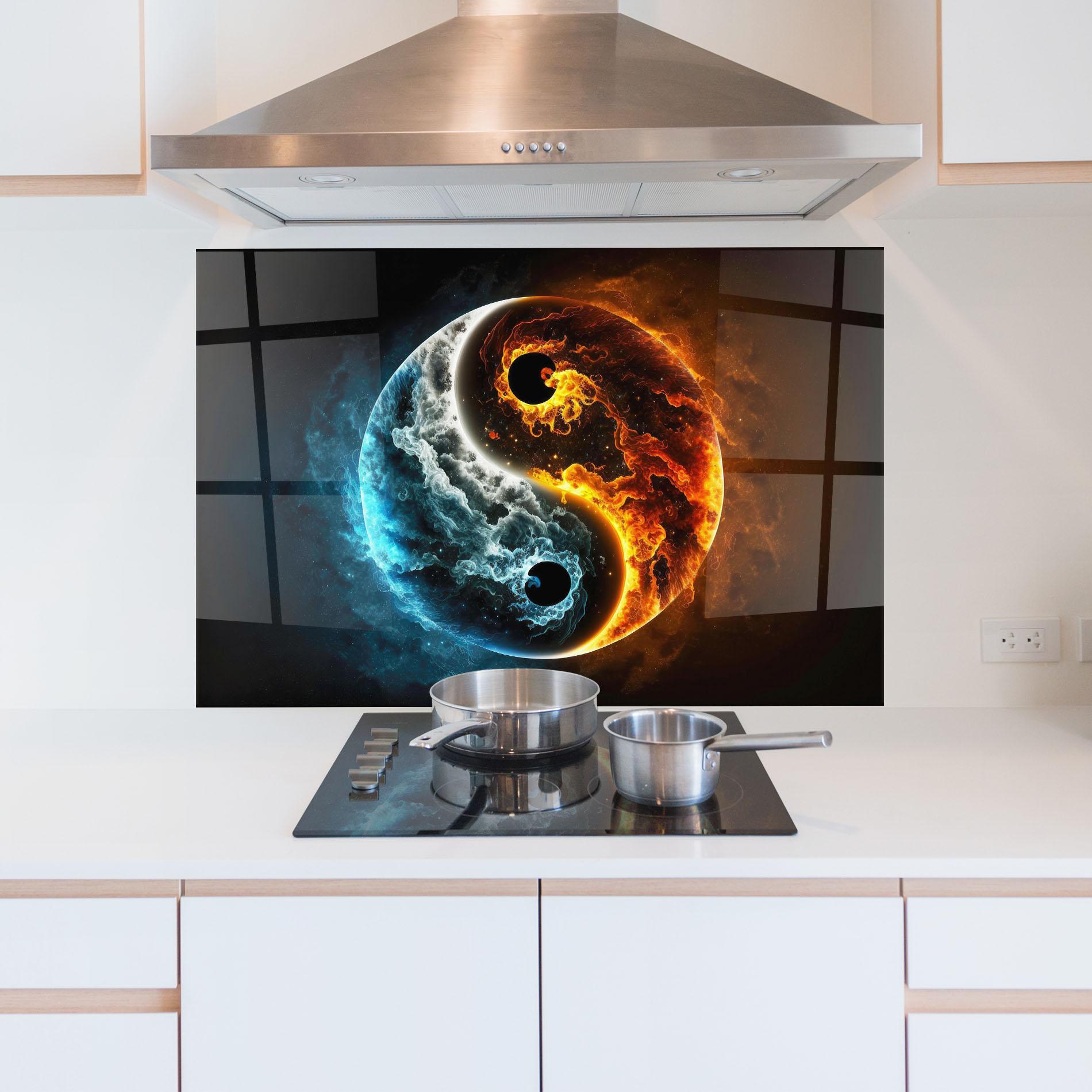 Panou Sticla Bucatarie Red Blue Yin Yang mockup 5