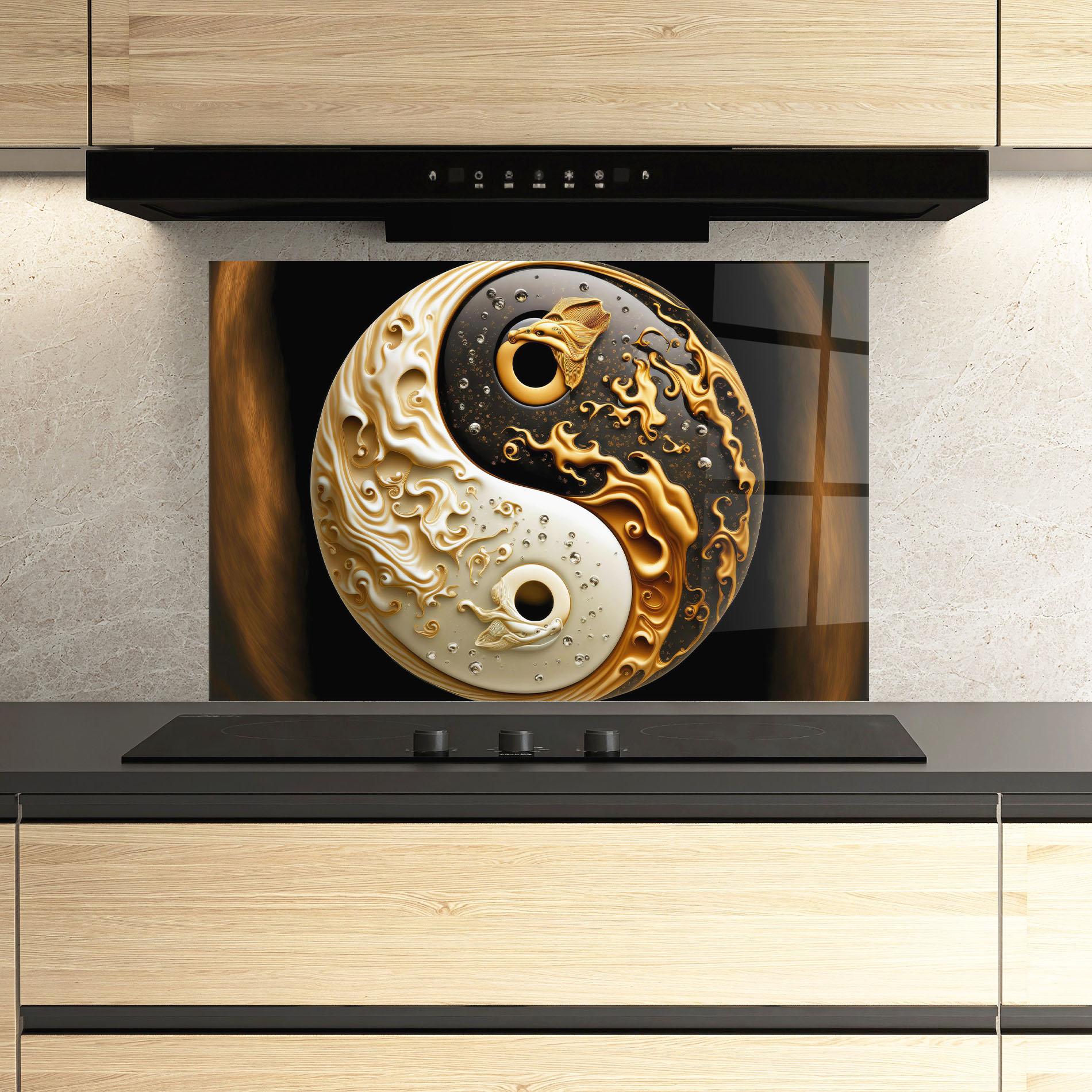 Panou Sticla Bucatarie Caramel Yinyang mockup 3