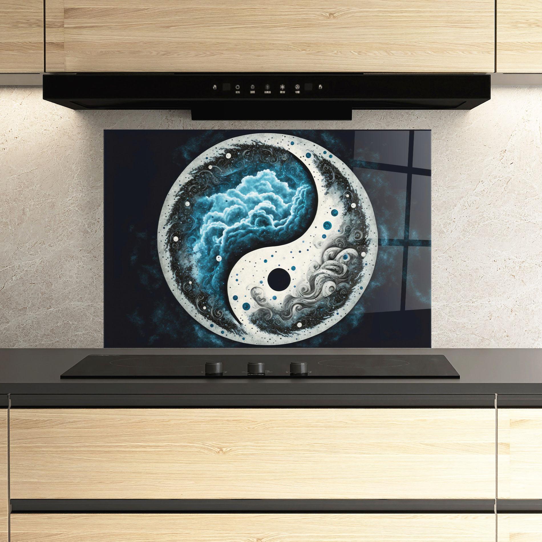 Panou Sticla Bucatarie Cloudy Yinyang mockup 3