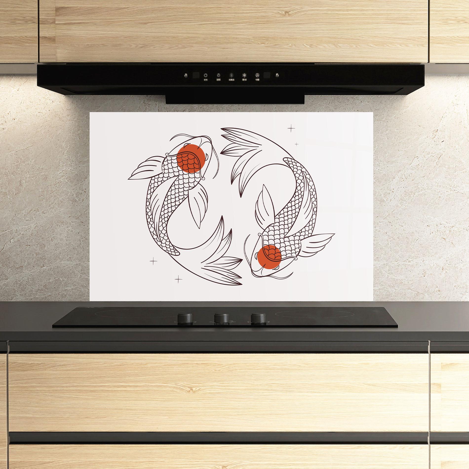 Panou Sticla Bucatarie Koi Yinyang Art mockup 3