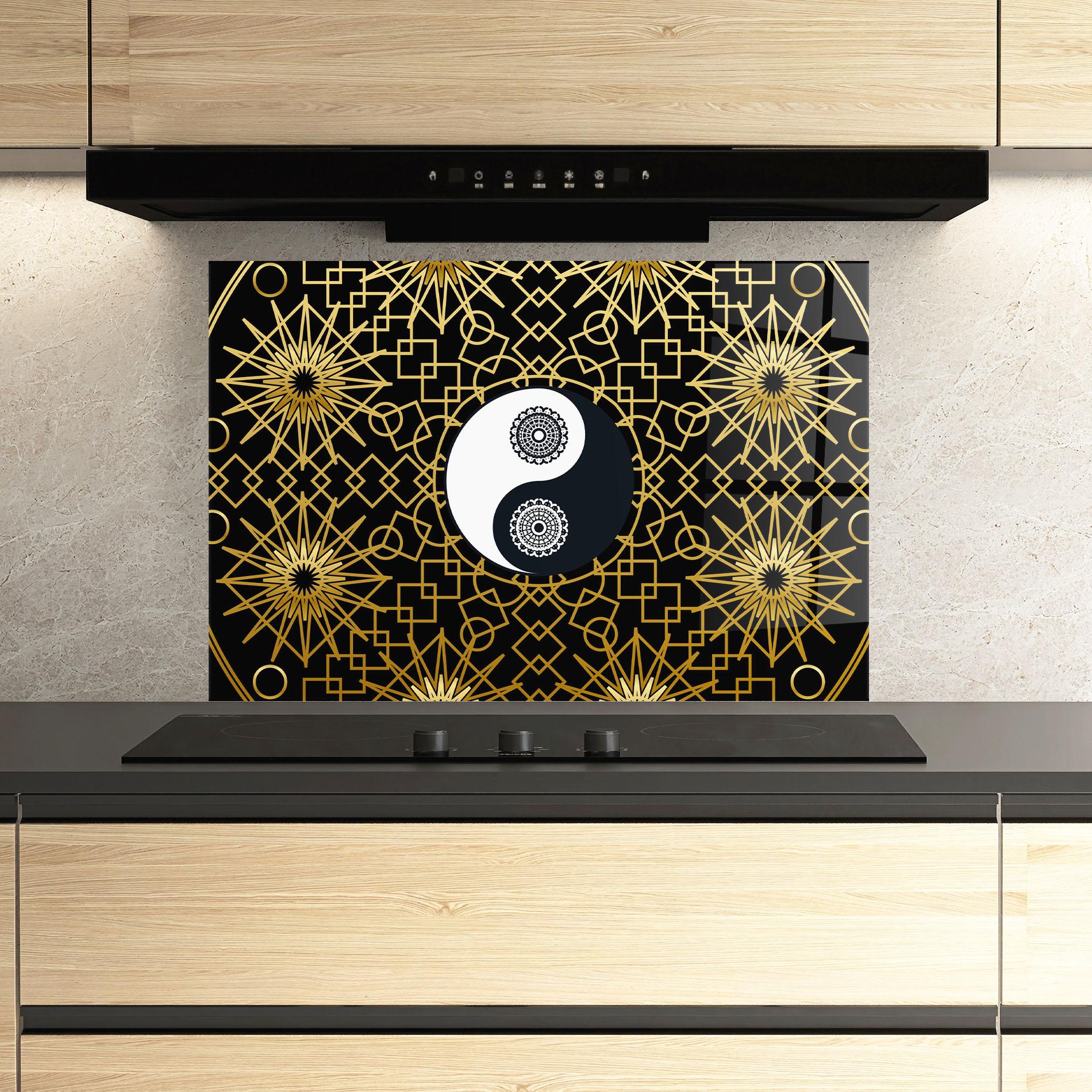 Panou Sticla Bucatarie Meditation Yin Yang mockup 3