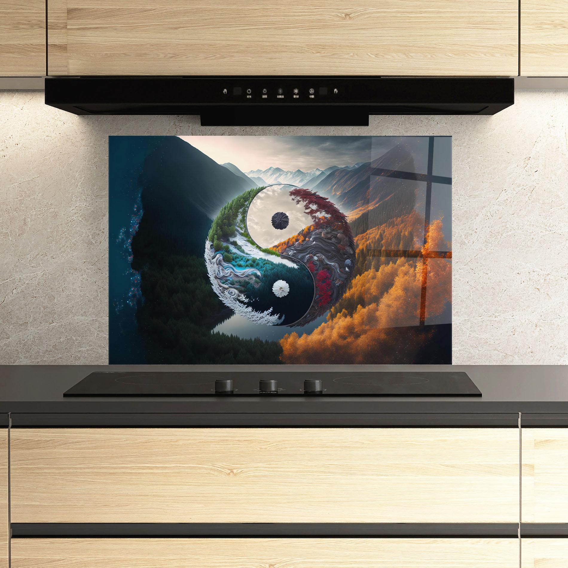 Panou Sticla Bucatarie Mountain Yinyang mockup 3