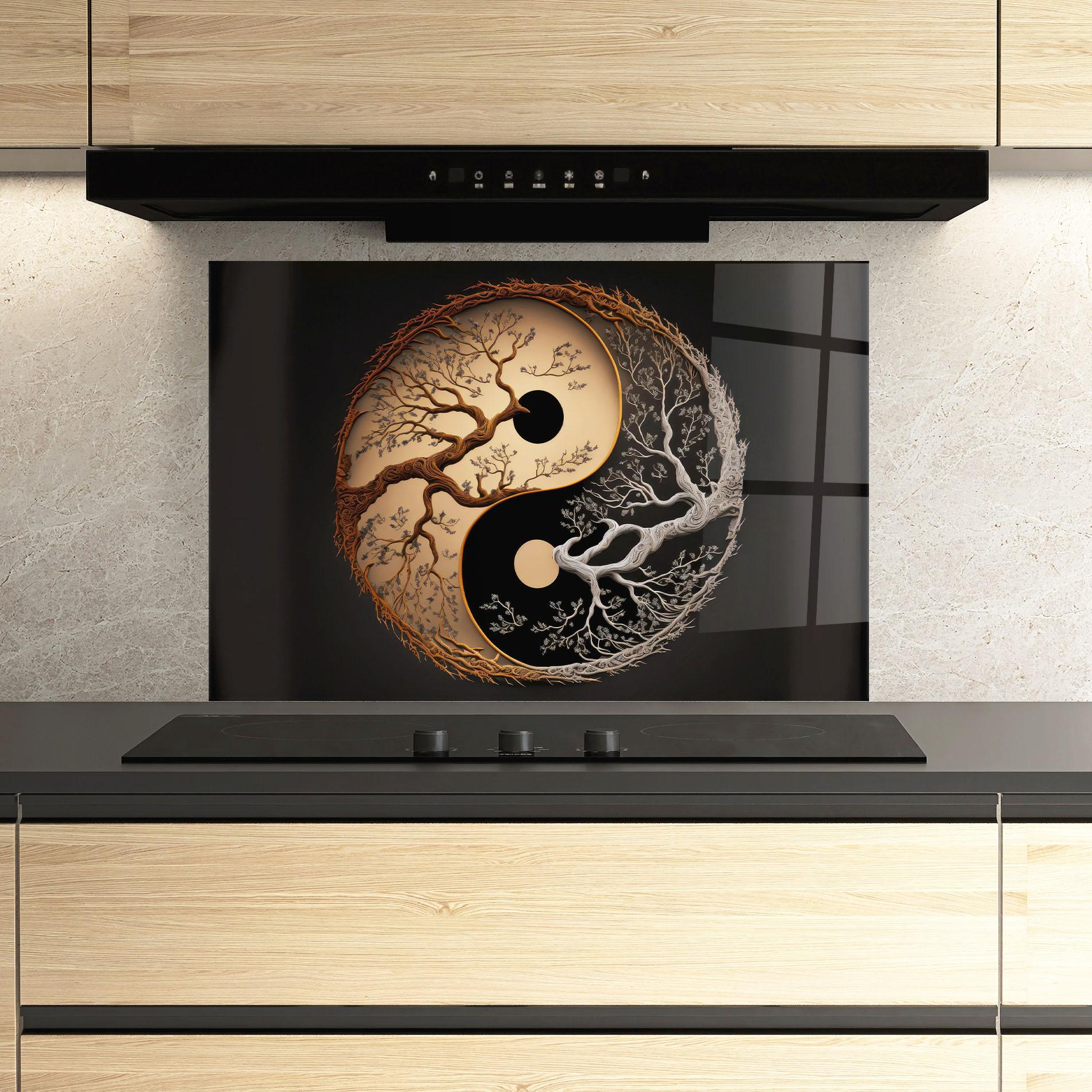 Panou Sticla Bucatarie Old Tree Yinyang mockup 3