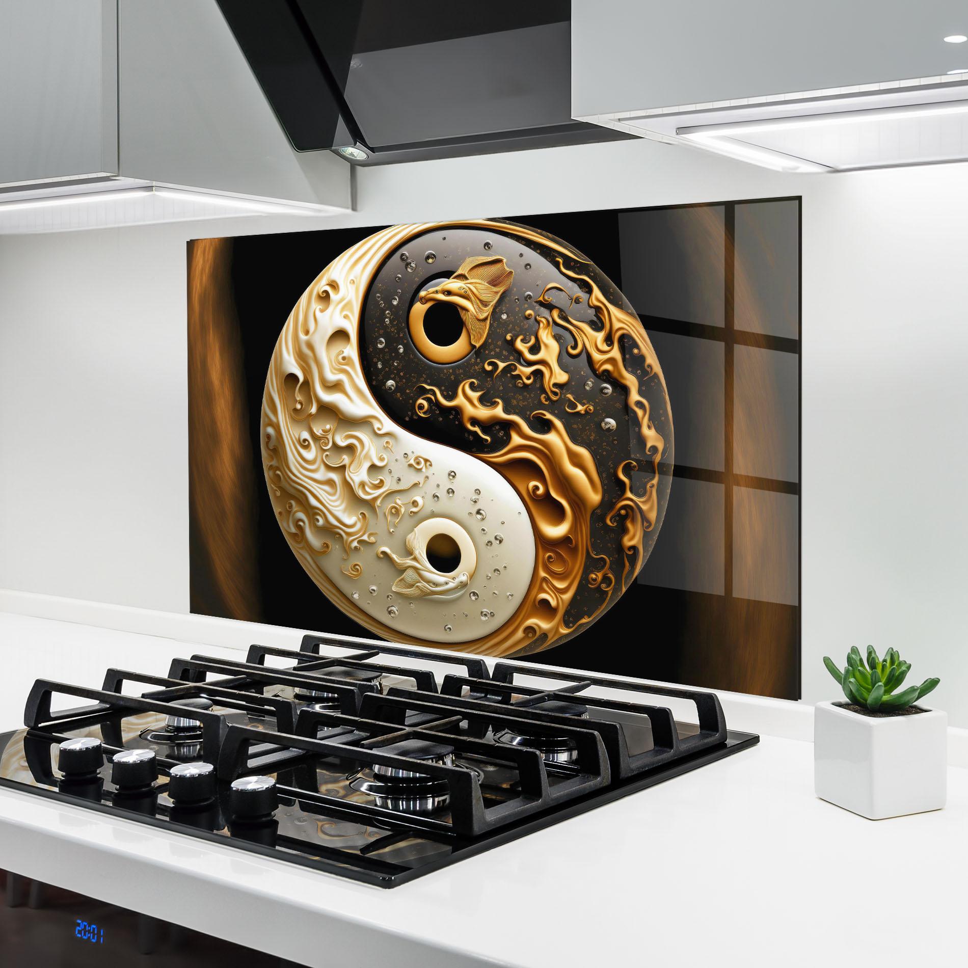 Panou Sticla Bucatarie Caramel Yinyang mockup 6