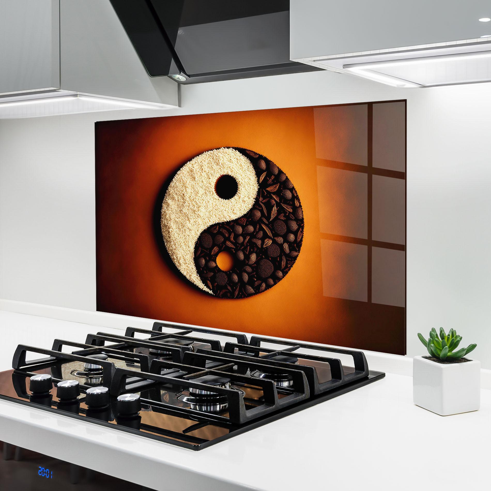 Panou Sticla Bucatarie Coffee Yinyang mockup 6