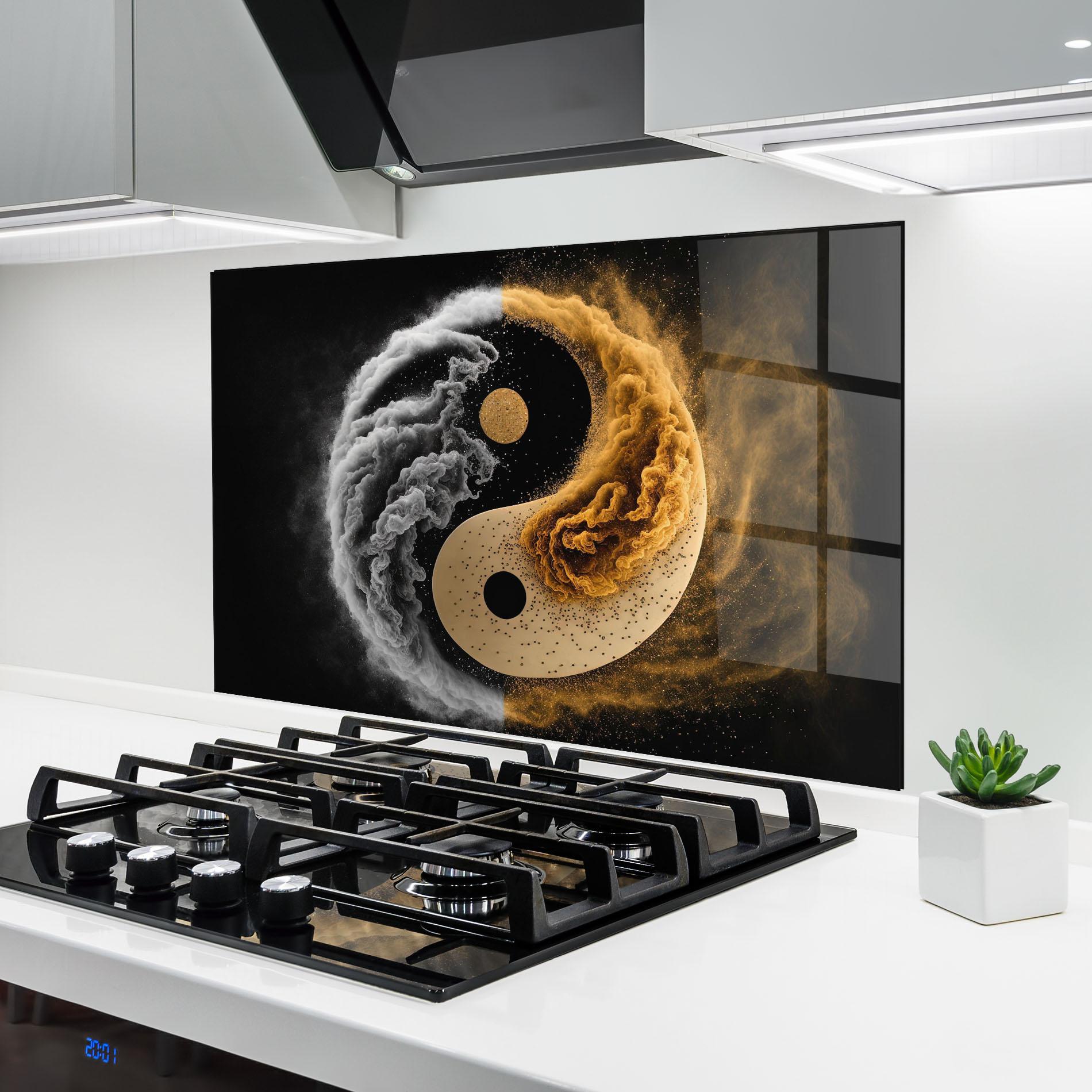 Panou Sticla Bucatarie Cream Smoke Yinyang mockup 6