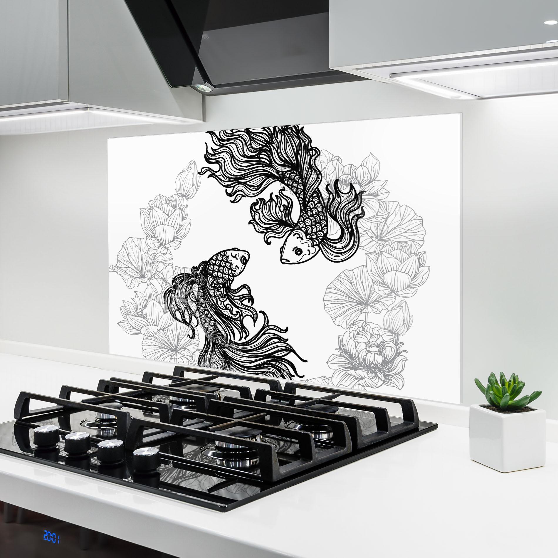 Panou Sticla Bucatarie Fish Yinyang mockup 6