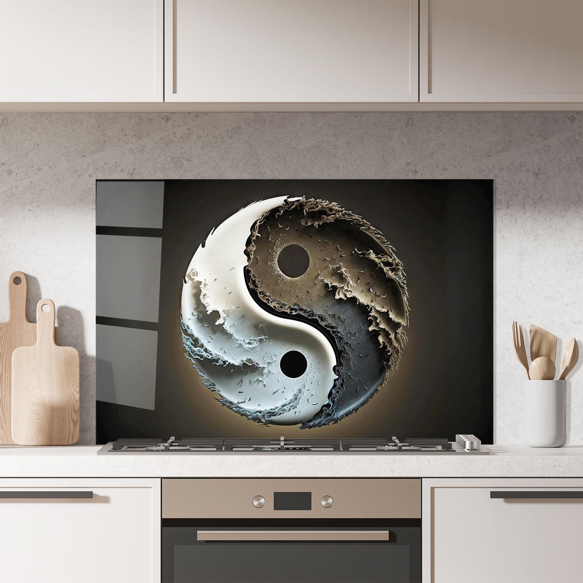 Panou Sticla Bucatarie Brown Smoke Yinyang mockup 7